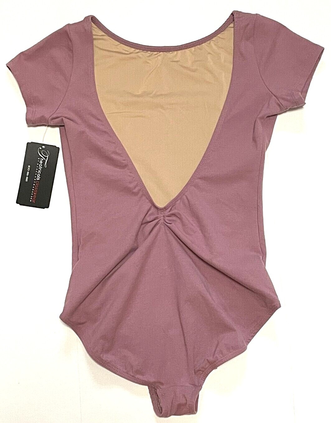 Theatricals Dancewear Leotard Bodysuit SS Deep V-Back TH5559 Mauve New Nwt Women