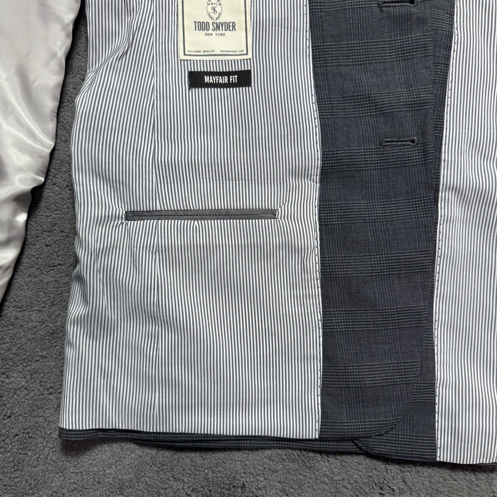 Todd Snyder Mayfair Fit Wool Glen Plaid Sport Coat Blazer Gray 36S Made USA