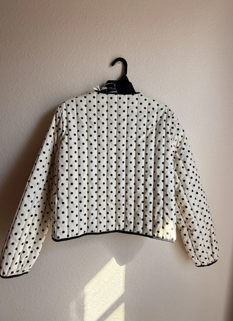Joie Reversible Quilted Jacket Cream Polka Dot Black Cotton Size S NWT