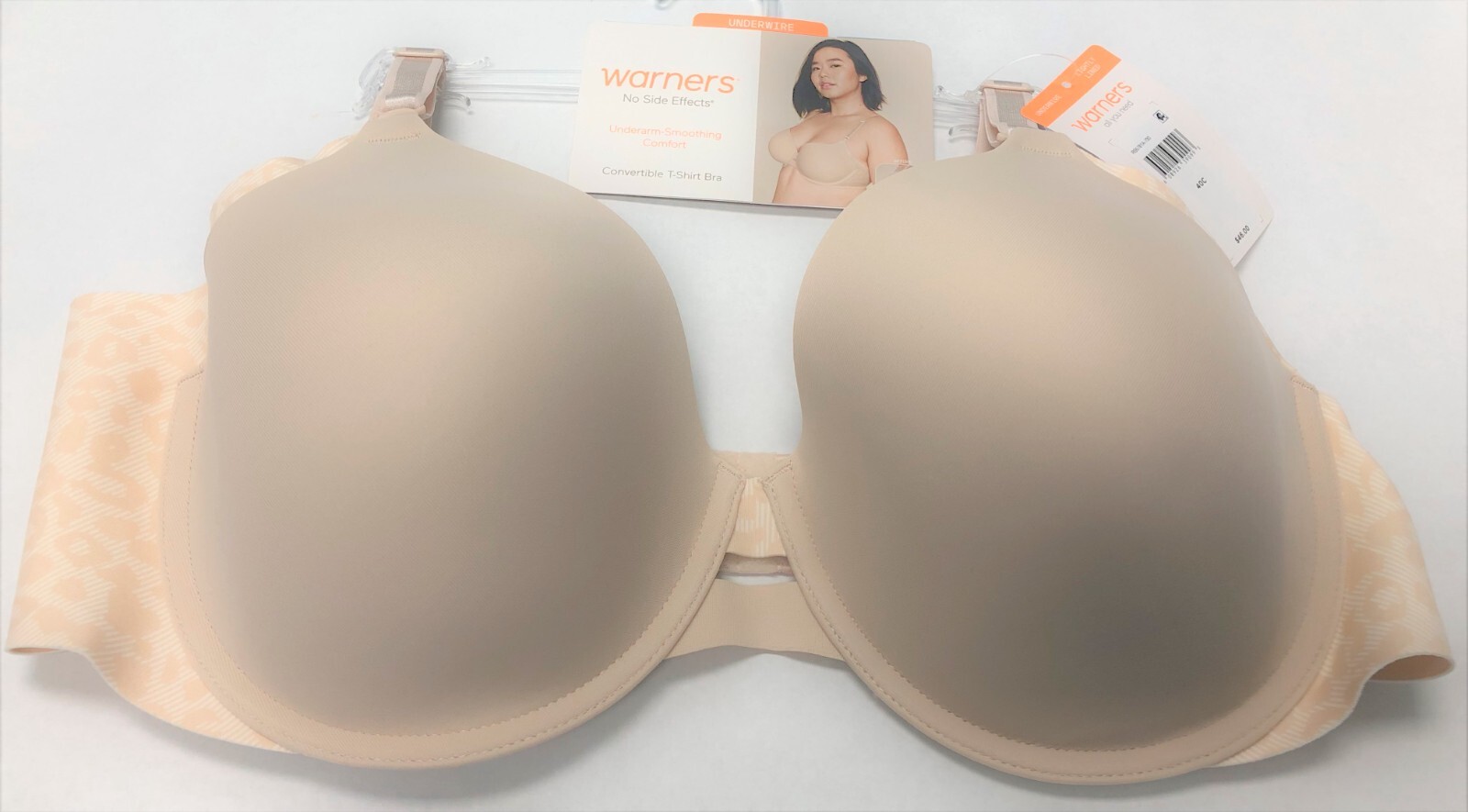 Warners Underwire Bra NO SIDE EFFECTS Convertible Straps Underarm Smooth RB5781