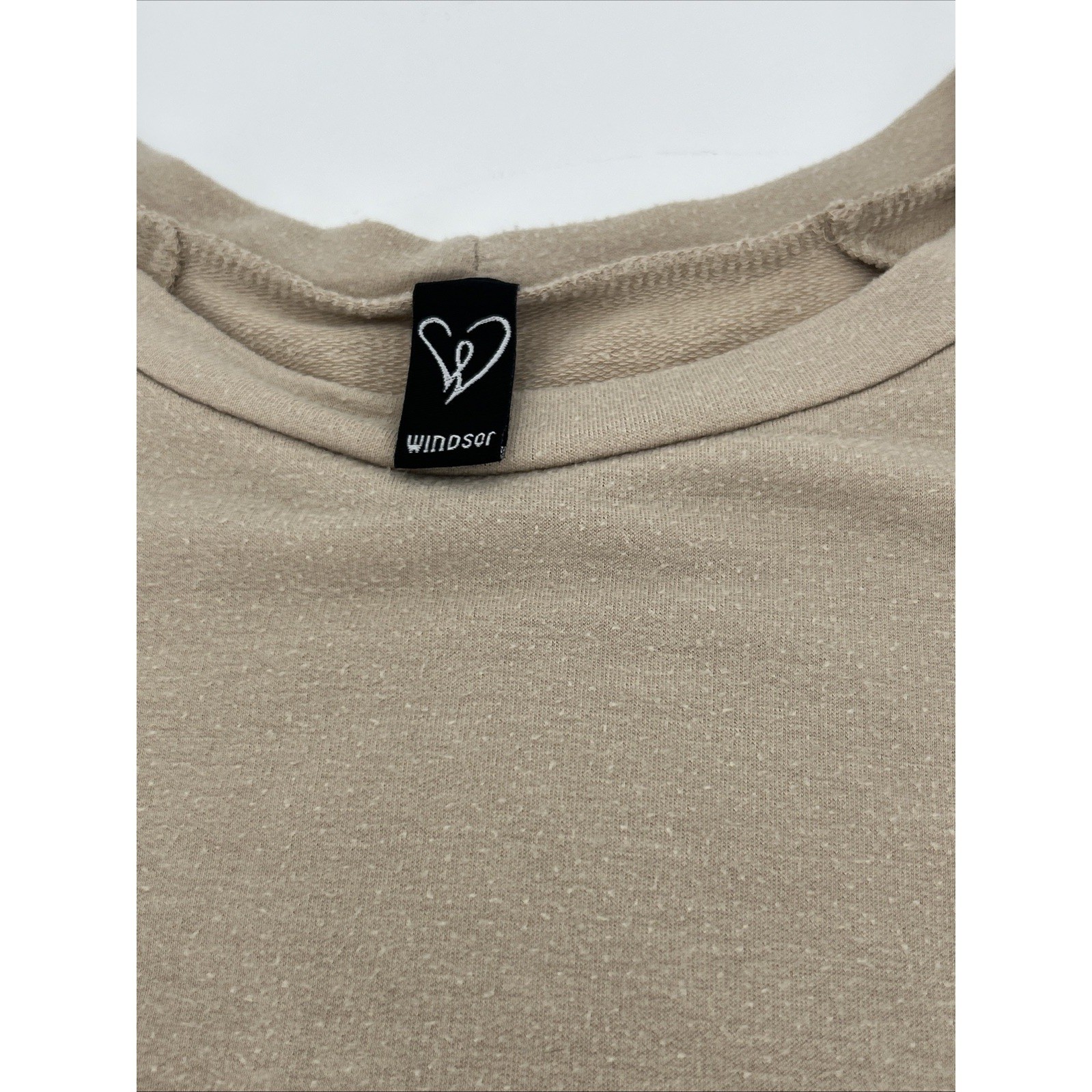 Windsor Womens L Taupe Tan Tie Front Raglan Long Sleeve French Terry Top 9804
