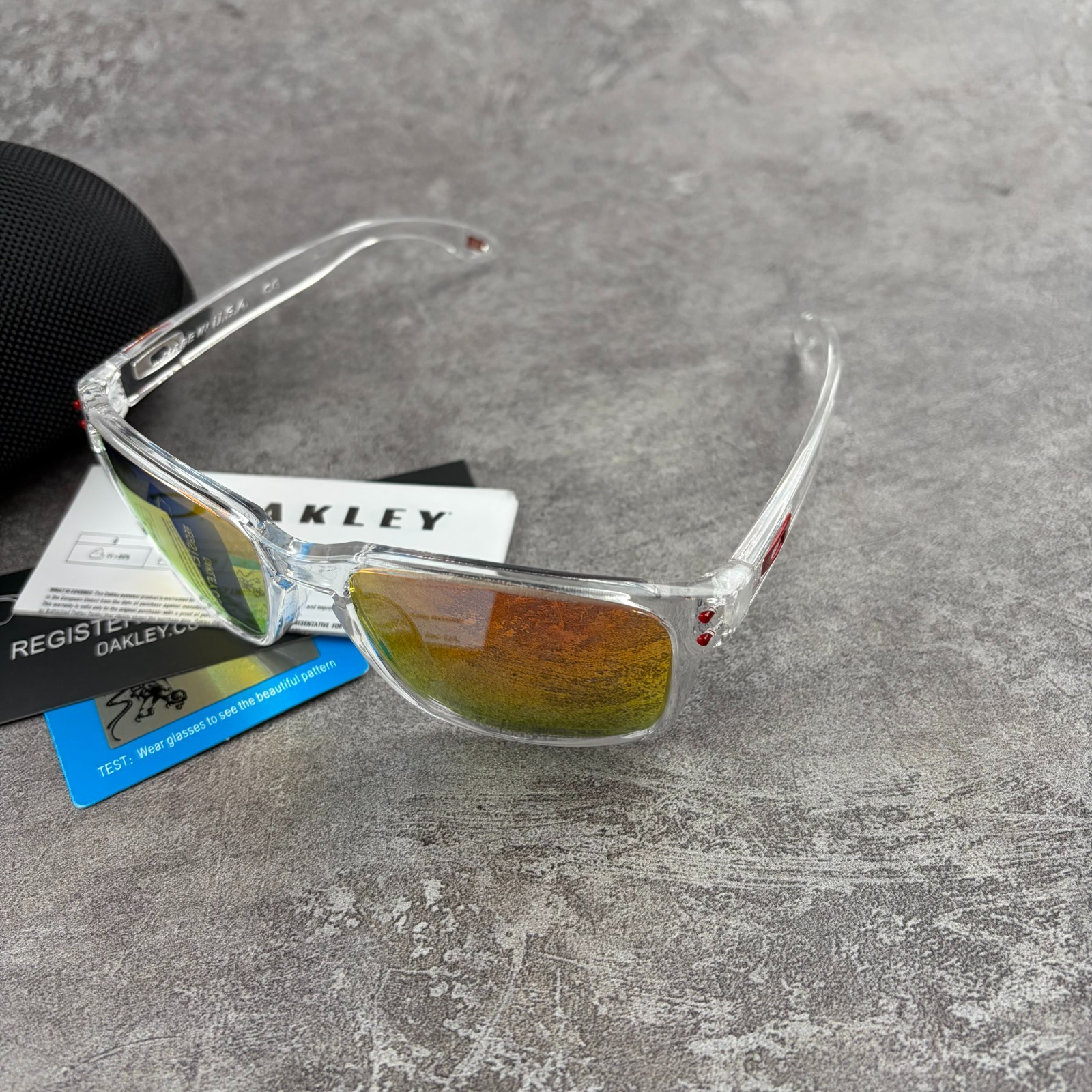 Oakley Holbrook Shiny Clear Polarized Ruby Lens Sunglass
