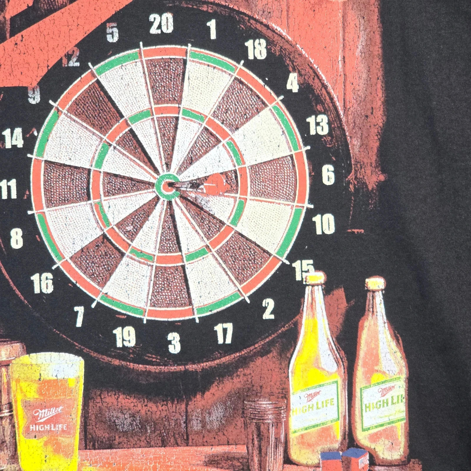 MILLER HIGH LIFE Beer Shirt Mens Large Black Distressed Hunting Casual tee NWT B