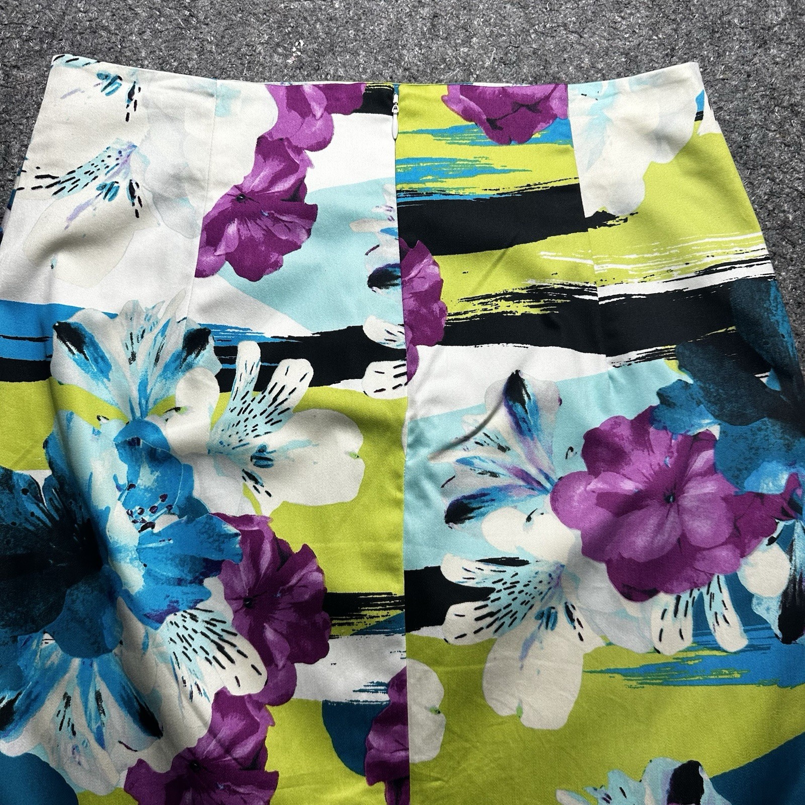 Worthing Skirt Women 14(32×23)Floral Print Straight Pencil Back Zipper W/Slit
