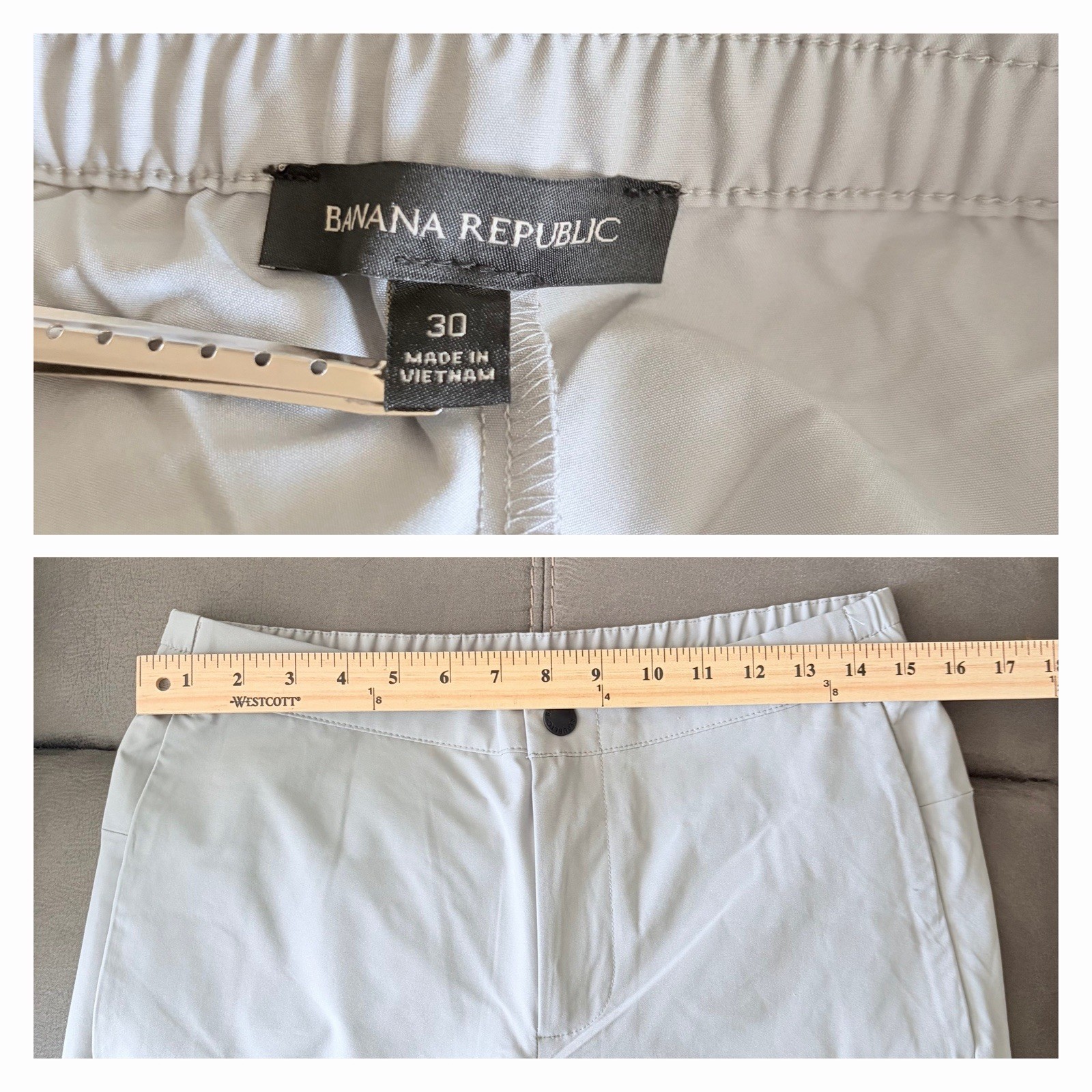 Banana Republic Women Dress Pants 30 Light Gray Tailored Button Closure