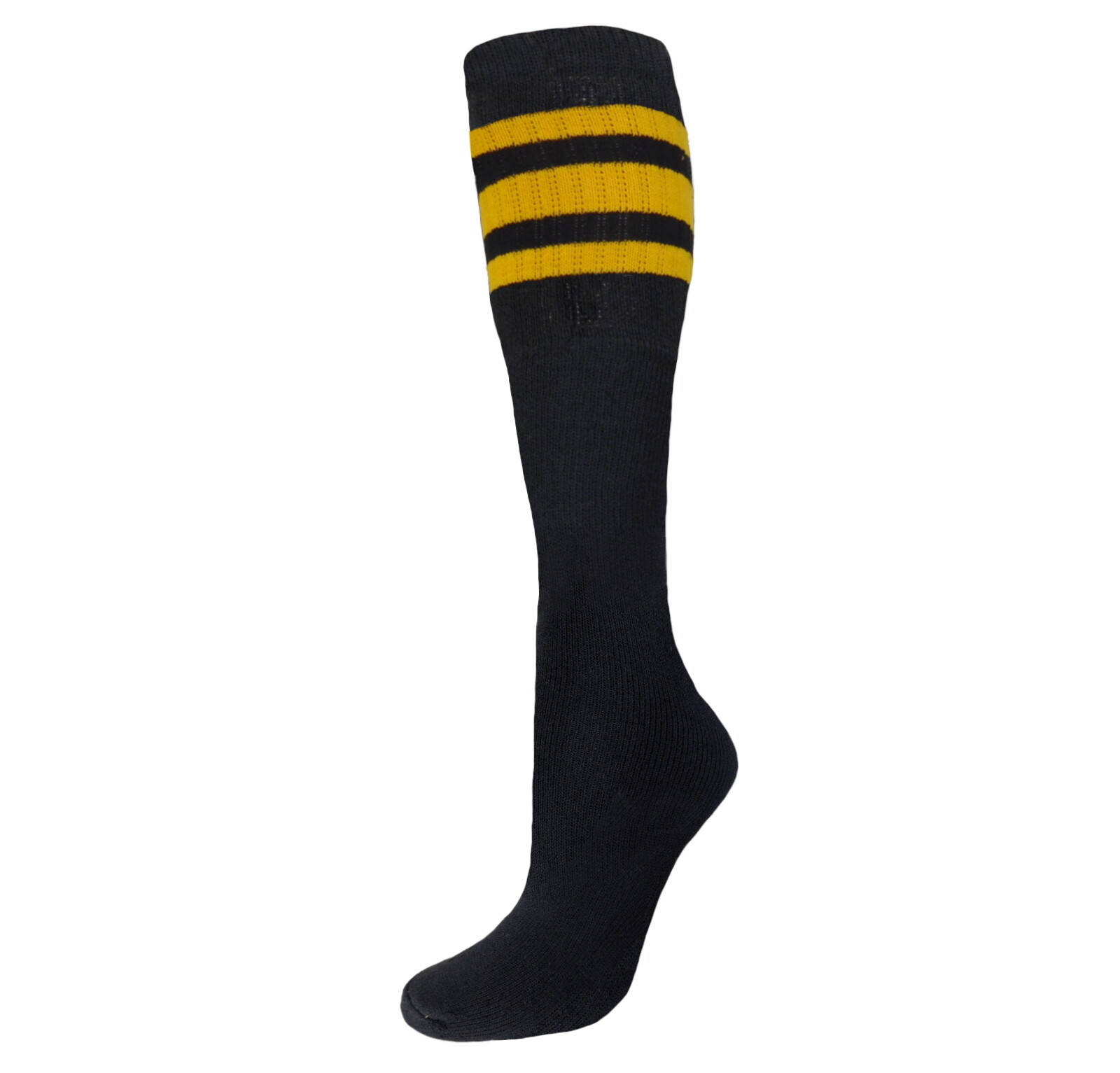 12 PAIRS BLACK STRIPED TUBE SOCKS COTTON FULL CUSHION OLD SCHOOL SOCKS 22 INCH