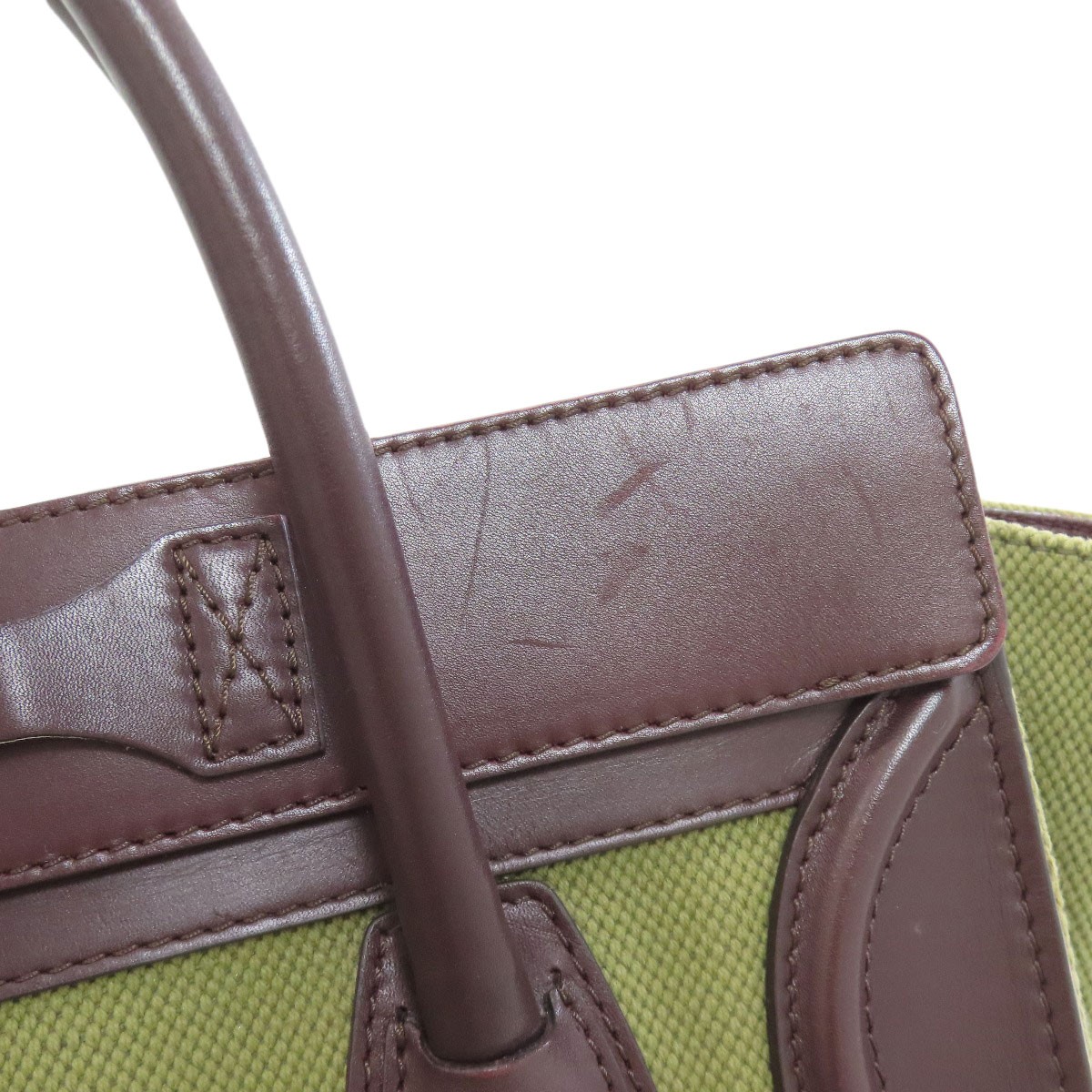 CELINE Luggage micro Handbag Canvas Leather Ladies [Used]