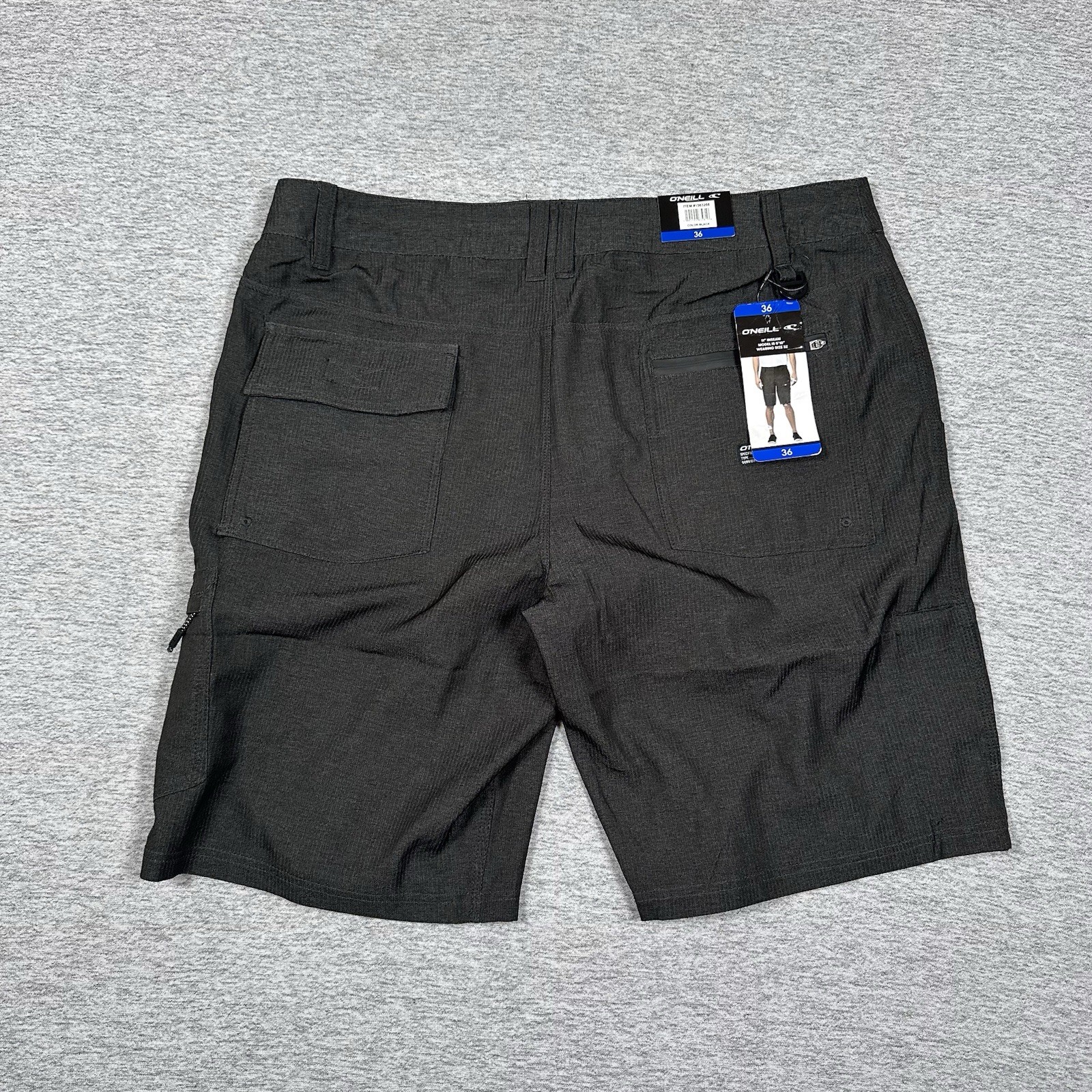 O’Neill Hybrid Crossover Shorts Mens 36 Black Gray Drawstring Stretch Travel NEW