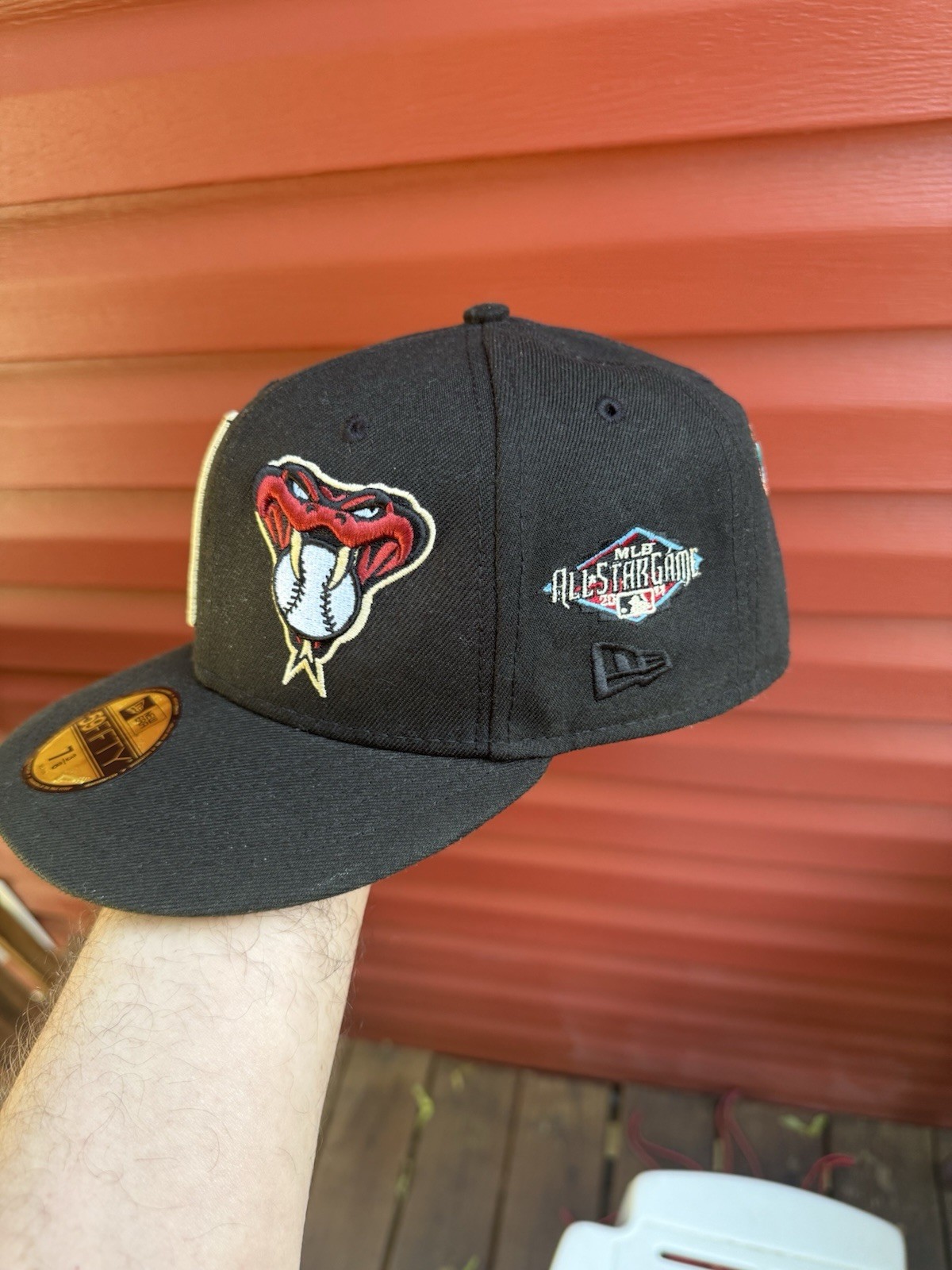 VTG New Era Arizona Diamondbacks 2001 WS Patch MLB Fitted Hat 59 Fifty Sz 7 3/8