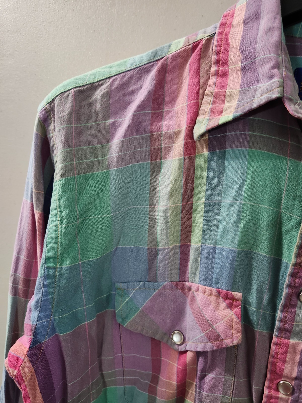 Pendleton Shirt Mens M Flannel Pearl Snap Western Plaid Cotton Pockets Colorful