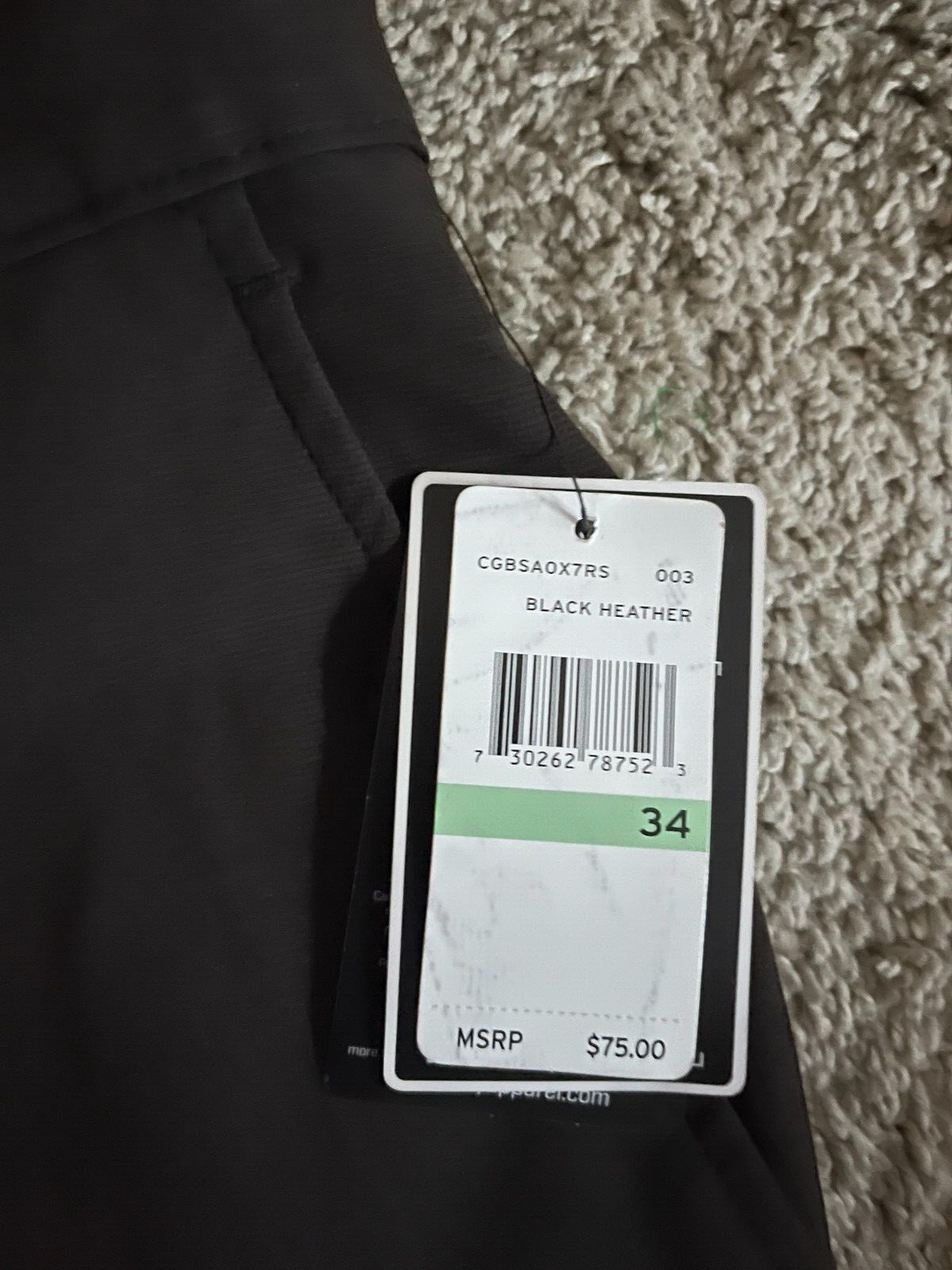 Callaway Golf Mens Black Heather Micro Striped Flat Front Shorts Sz 32 / 34 $75