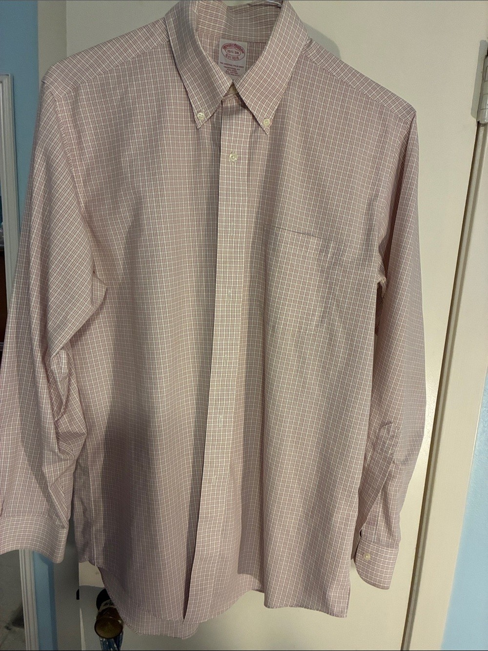 Brooks Brothers Light Pink Windowpane Dress Shirt