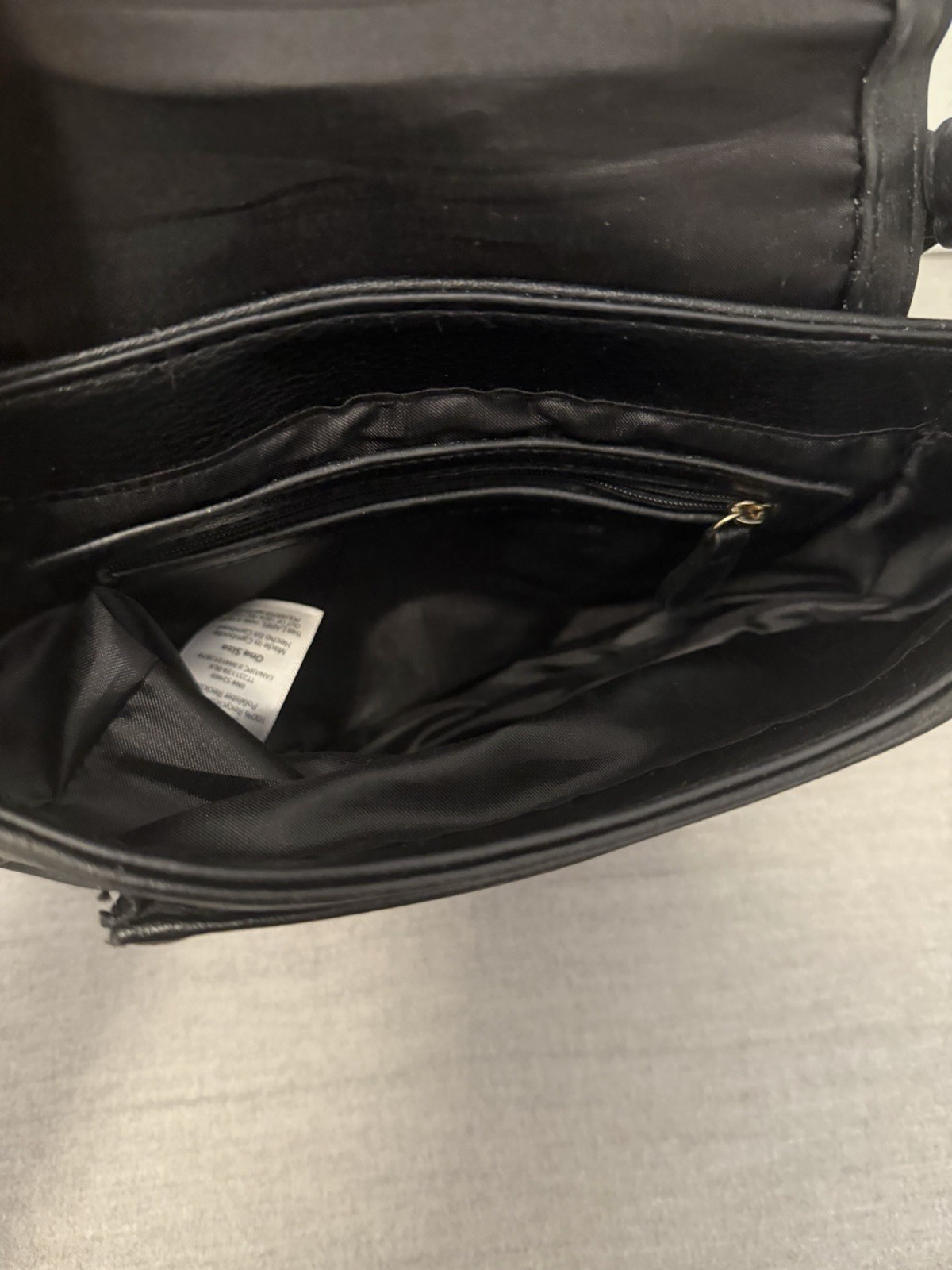 Black Pebbled Crescent Crossbody Bag Magnetic Flap Zip Closure Adjustable Strap