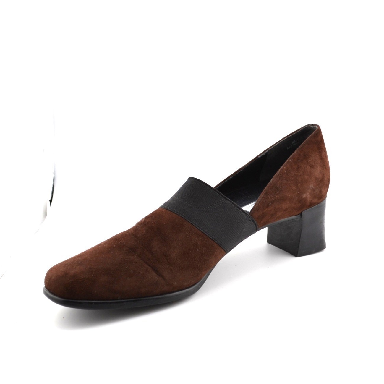 Munro American Suede Pumps Women 10 M Brown Block Elastic Gore Heels Women