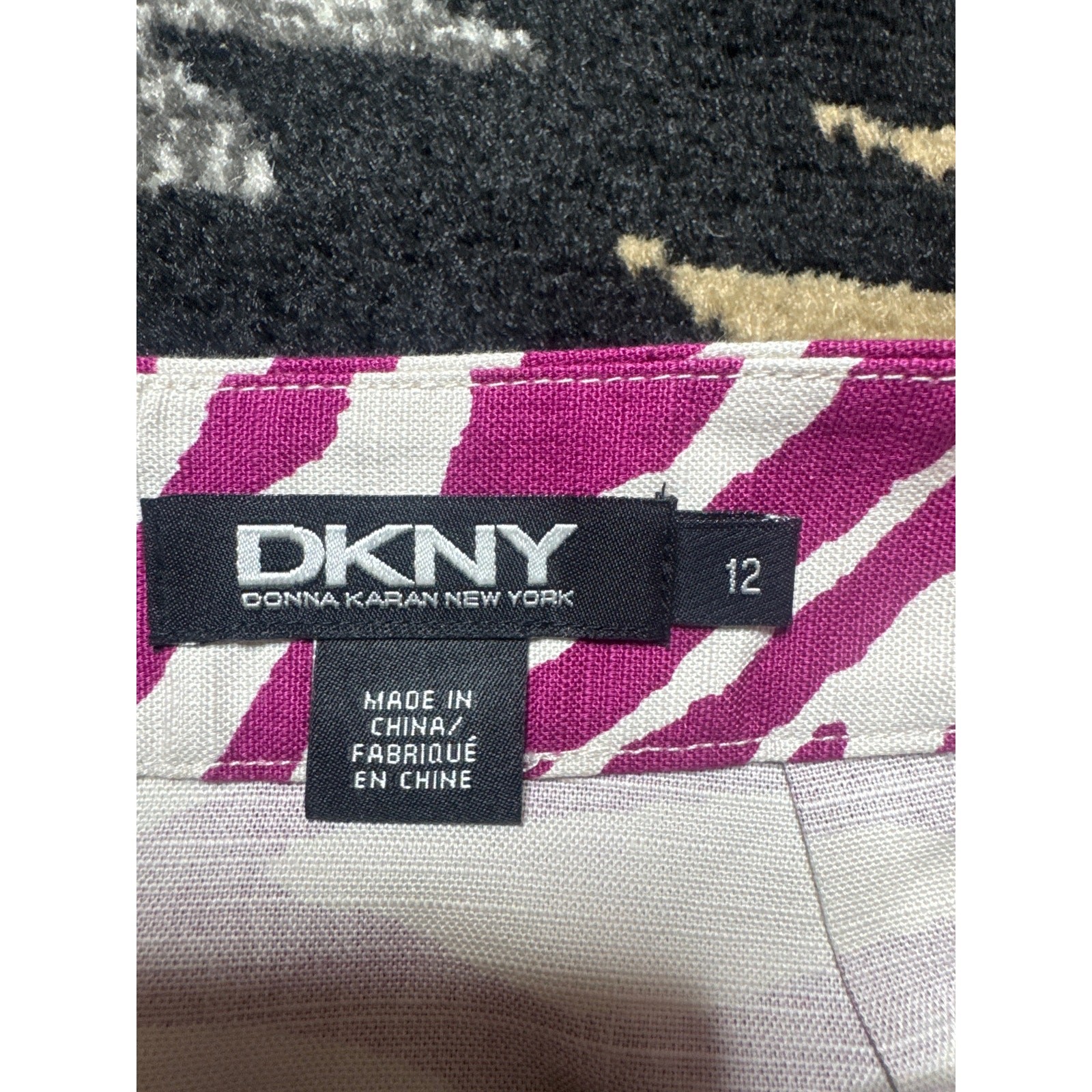 NWT DKNY Pink Zebra Mini Skirt W size 12 98% cotton 2% elastane- party club