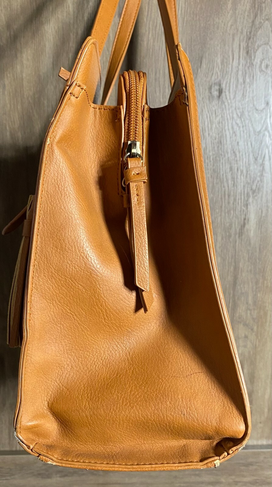 Ecosusi Brown Faux Leather Laptop Tote Bag Briefcase Purse Shoulder Bag Tassel