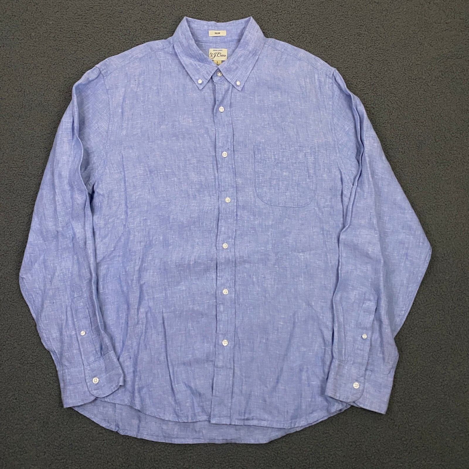 J.CREW Baird McNutt Irish Linen Shirt Mens Large Slim Fit Light Blue Button Up