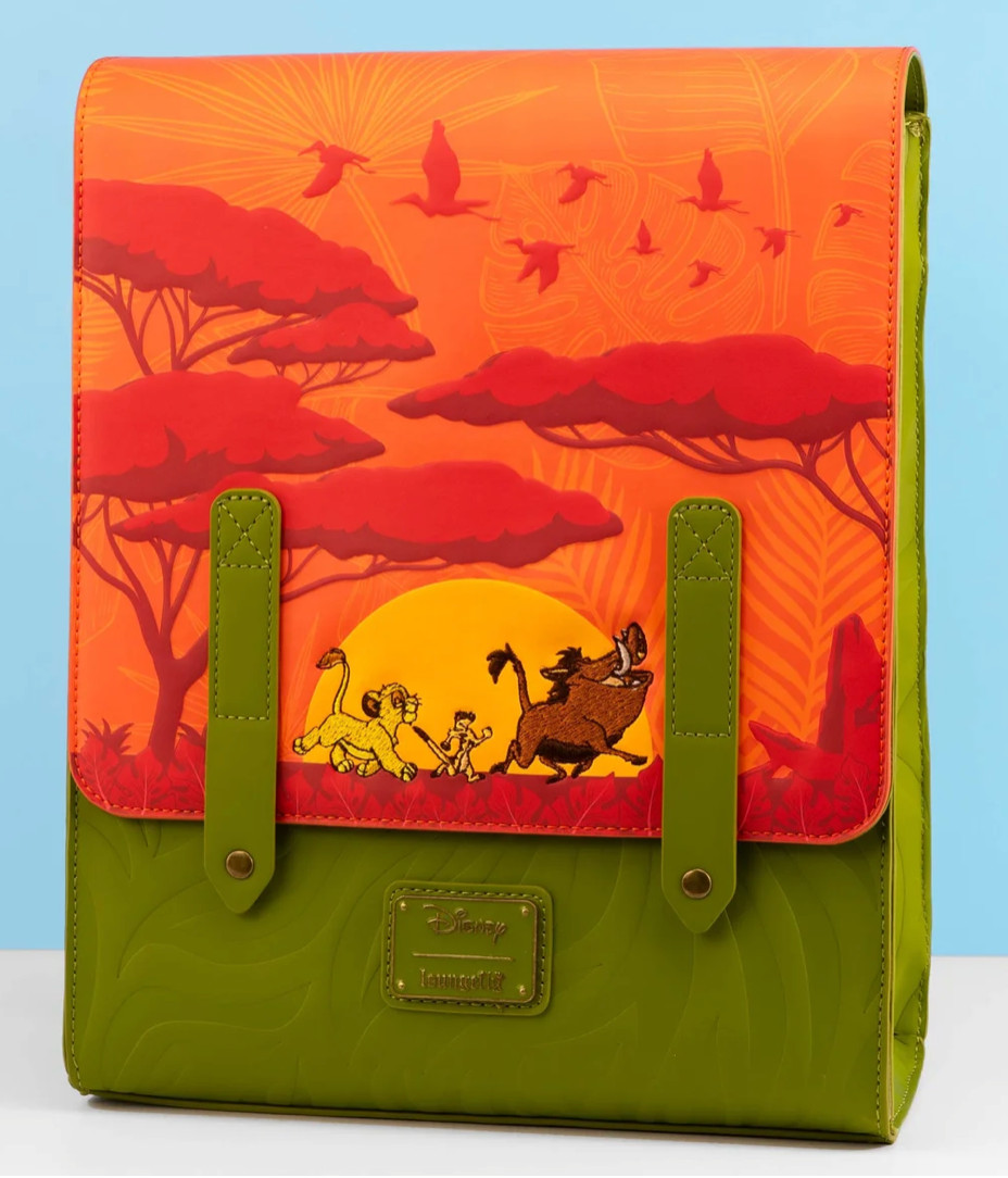 EXCLUSIVE Loungefly Disney Lion King Simba Timon Pumbaa Emboss Flap Backpack NWT