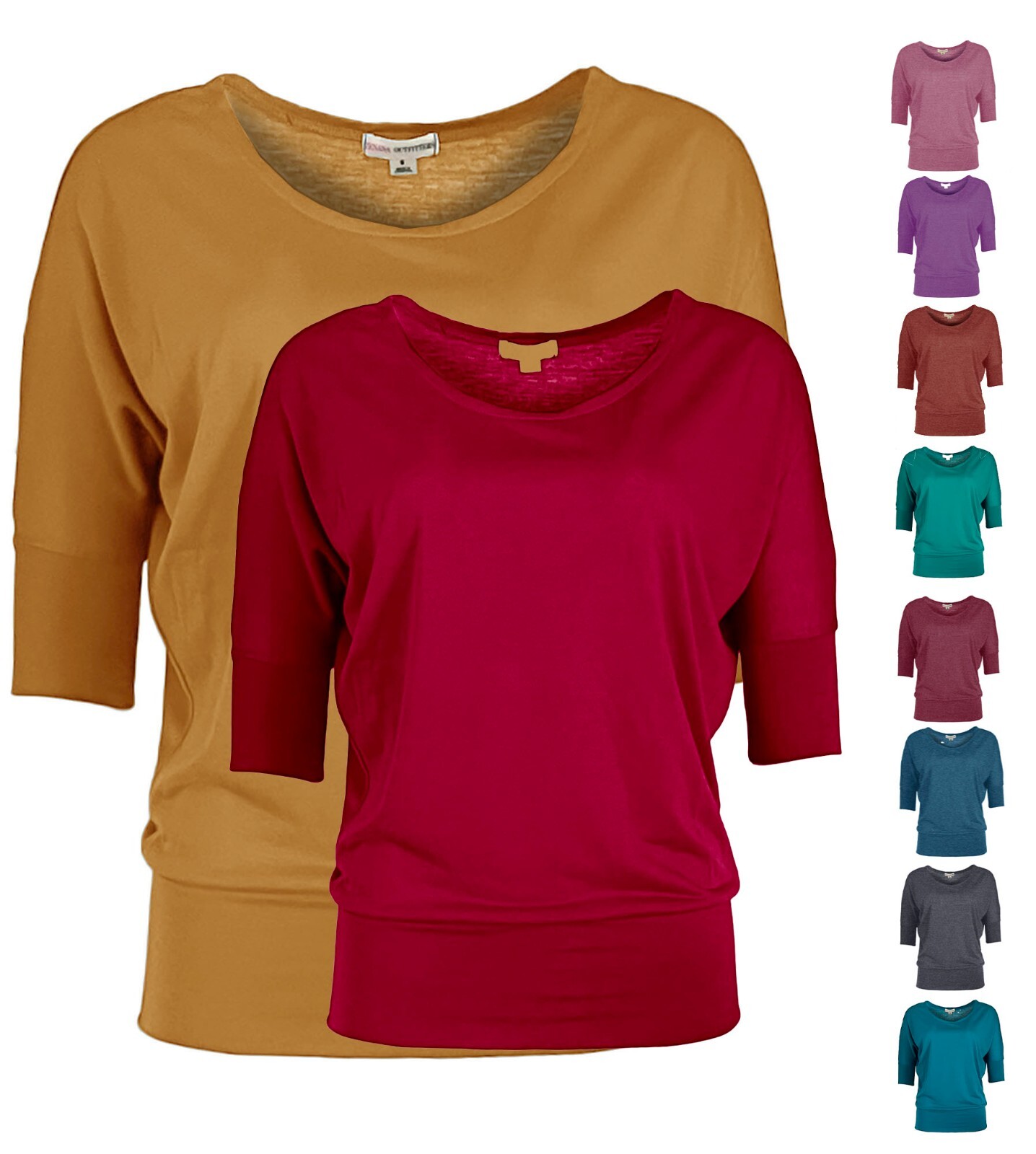 Batwing Dolman Banded Sleeve Loose Fit Casual Tee Shirt S ~ L