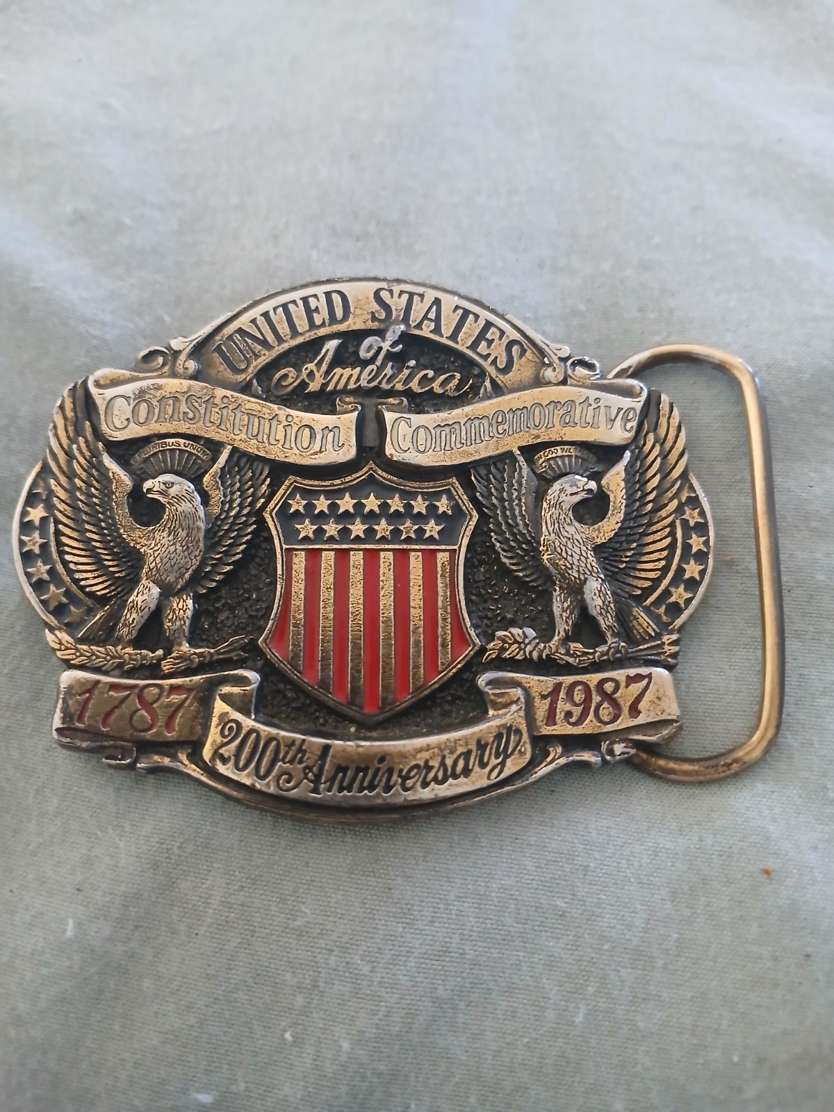 1787-1987 Vintage Belt Buckle. 200th Anniversary Edition 5oz’s Solid Bronze