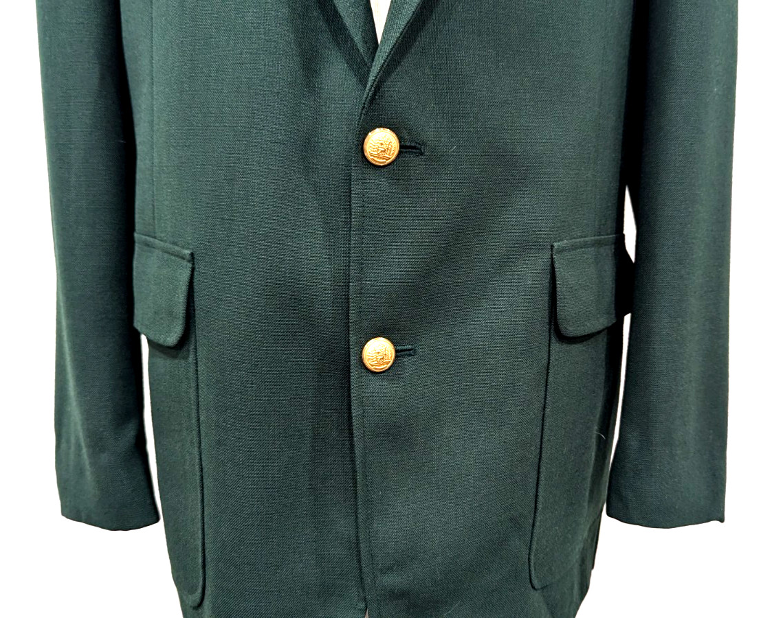 HARDWICK Vintage Men’s Sport Blazer EMERALD GREEN Gold Crest Buttons Size 44XL *