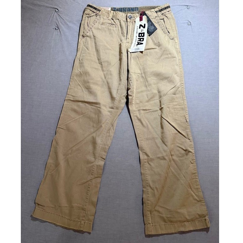 Z Brand Mens Khaki Casual Pants Relaxed Fit Embellished New with Tags 36X32.
