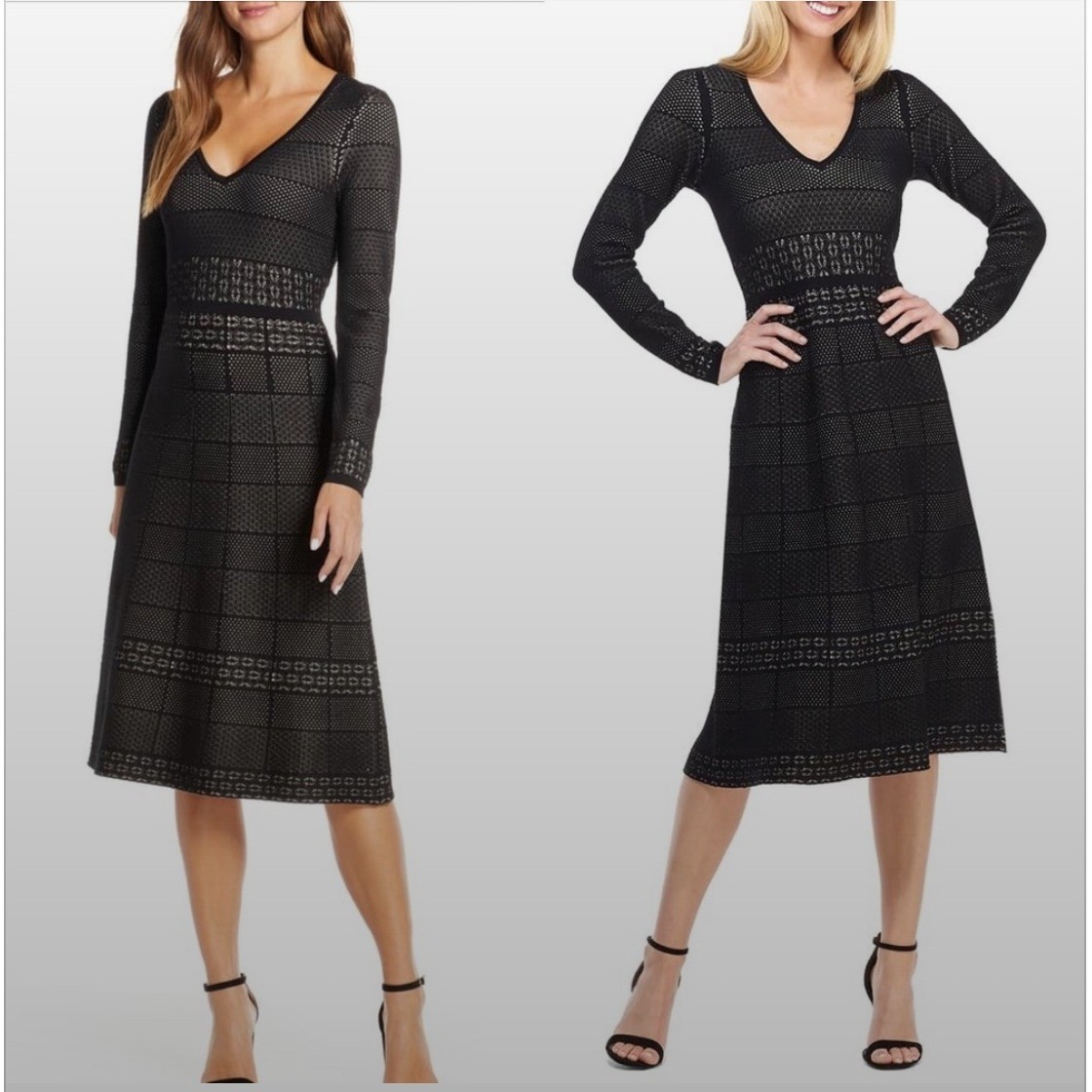 Gal Meets Glam Heidi Sweater Dress Black Knit Womens Size XL Stretchy Classic