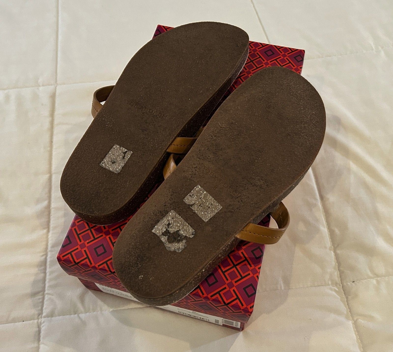 Tory Burch Miller Cloud Shearling Sandals Size 9 – Caramel Corn Nappa Leather