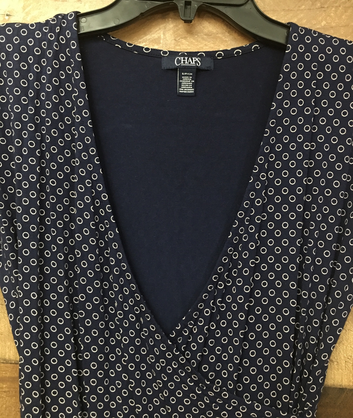 Chaps Top Women Small Sleeveless Blue Stretch Ruched Nautical Boss Preppy Career
