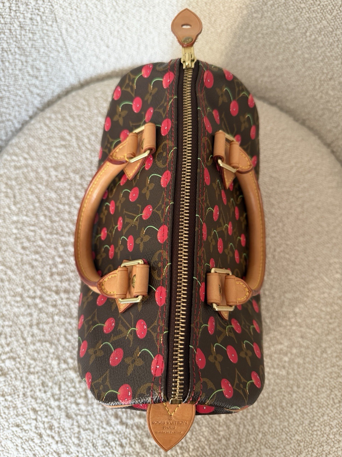 Louis Vuitton Speedy Satchel 25 Brown Canvas Monogram Cerises