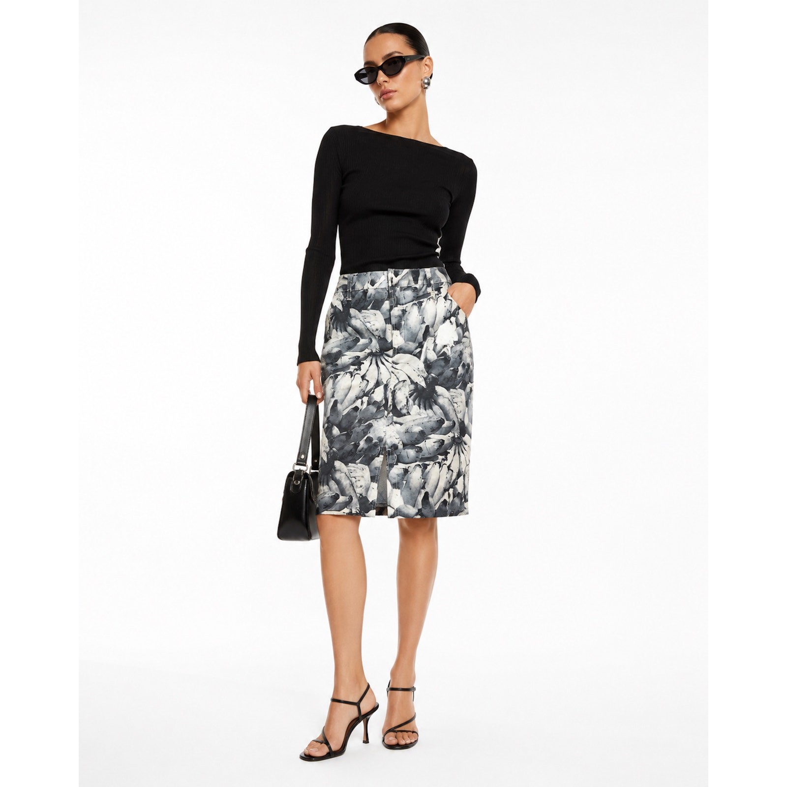 2001 Vintage Deadstock Tufi Duek Banana Photo Print Skirt | 42 | W 30.5″