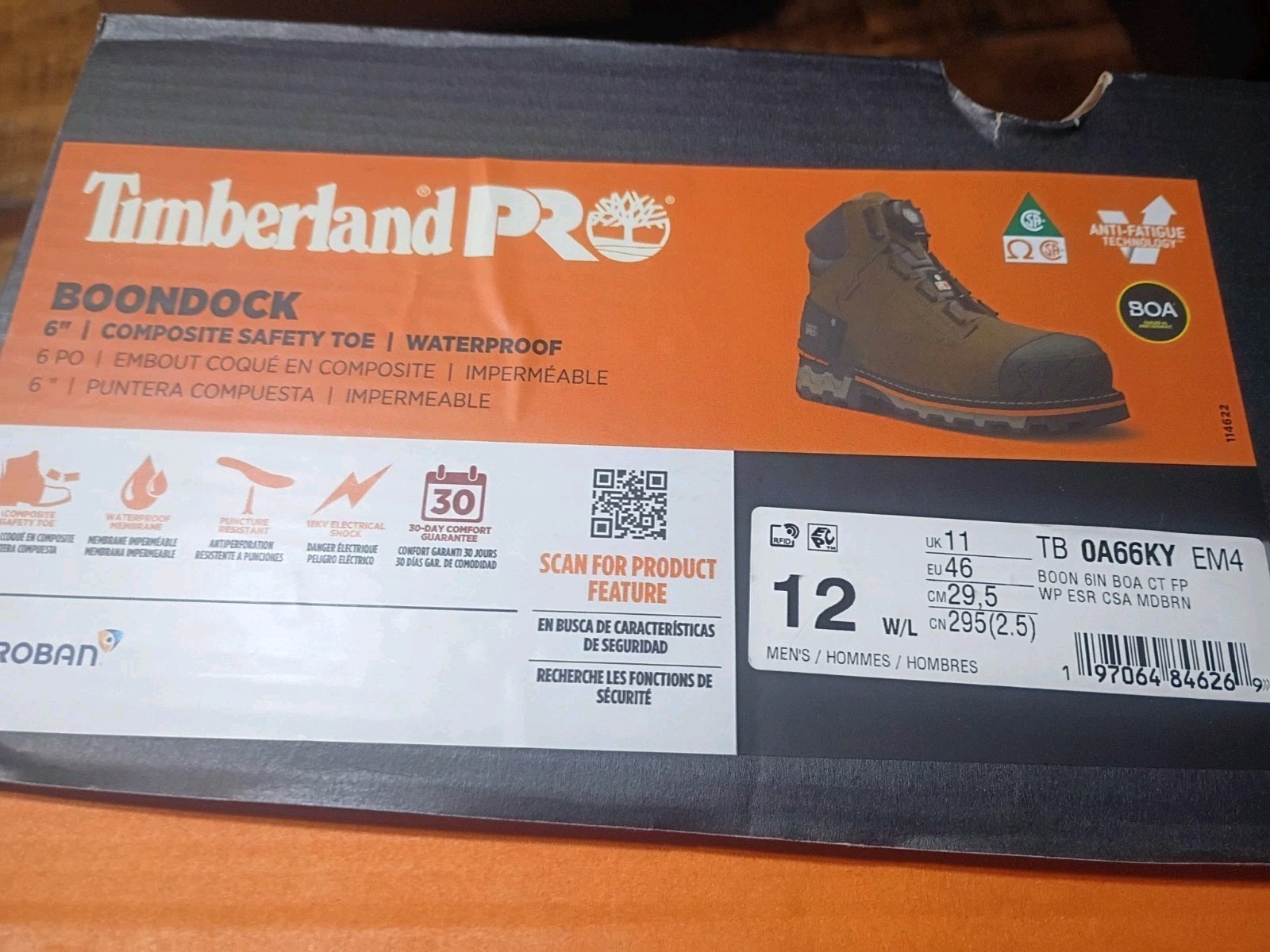 Mens Timberland Pro Boondock BOA Waterproof Composite Toe Brown Boot Sz 12 Wide