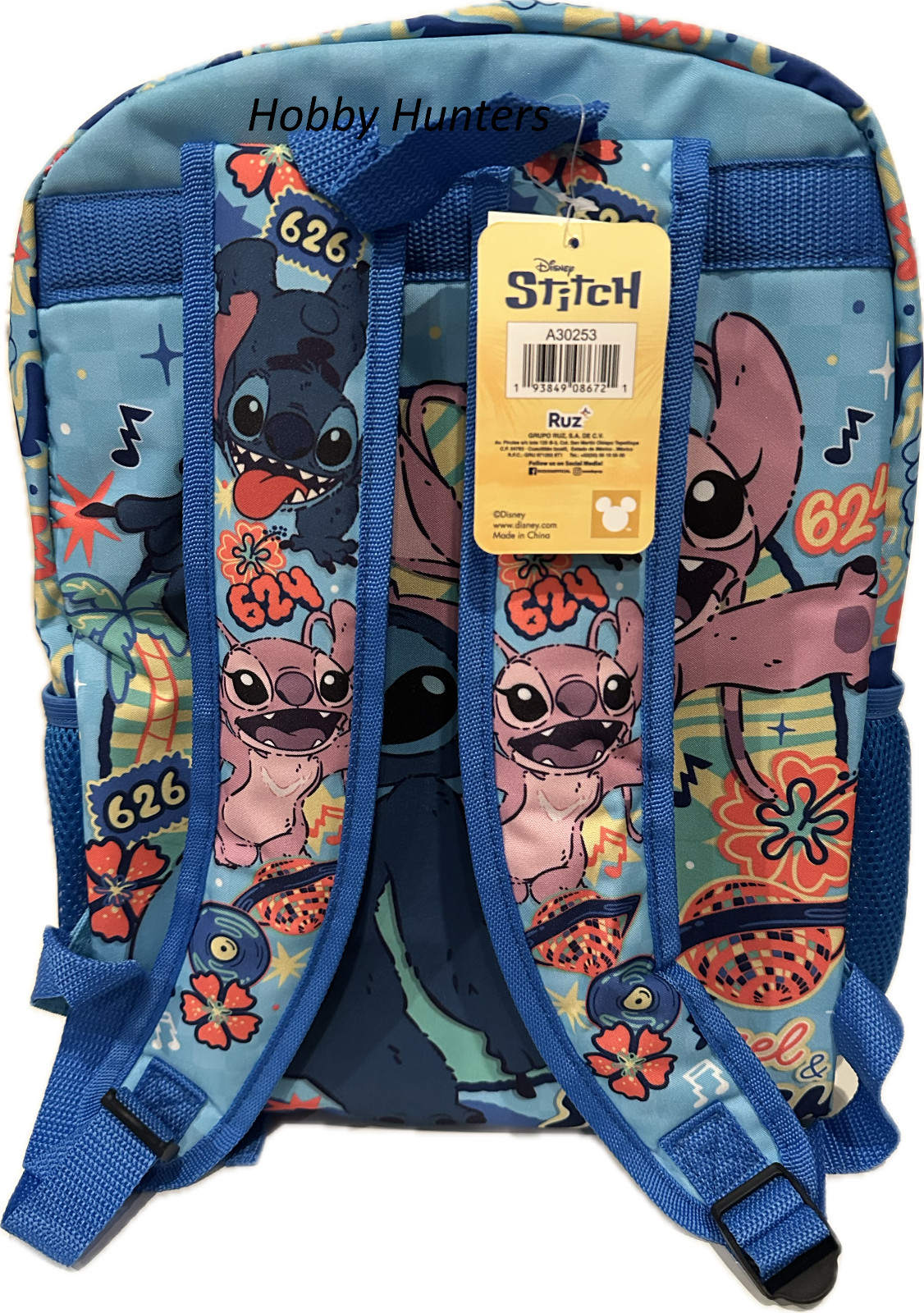 Large Backpack – Disney – Lilo & Stitch Hawaii Blue 3D Pop-up 16″ School Bag NEW