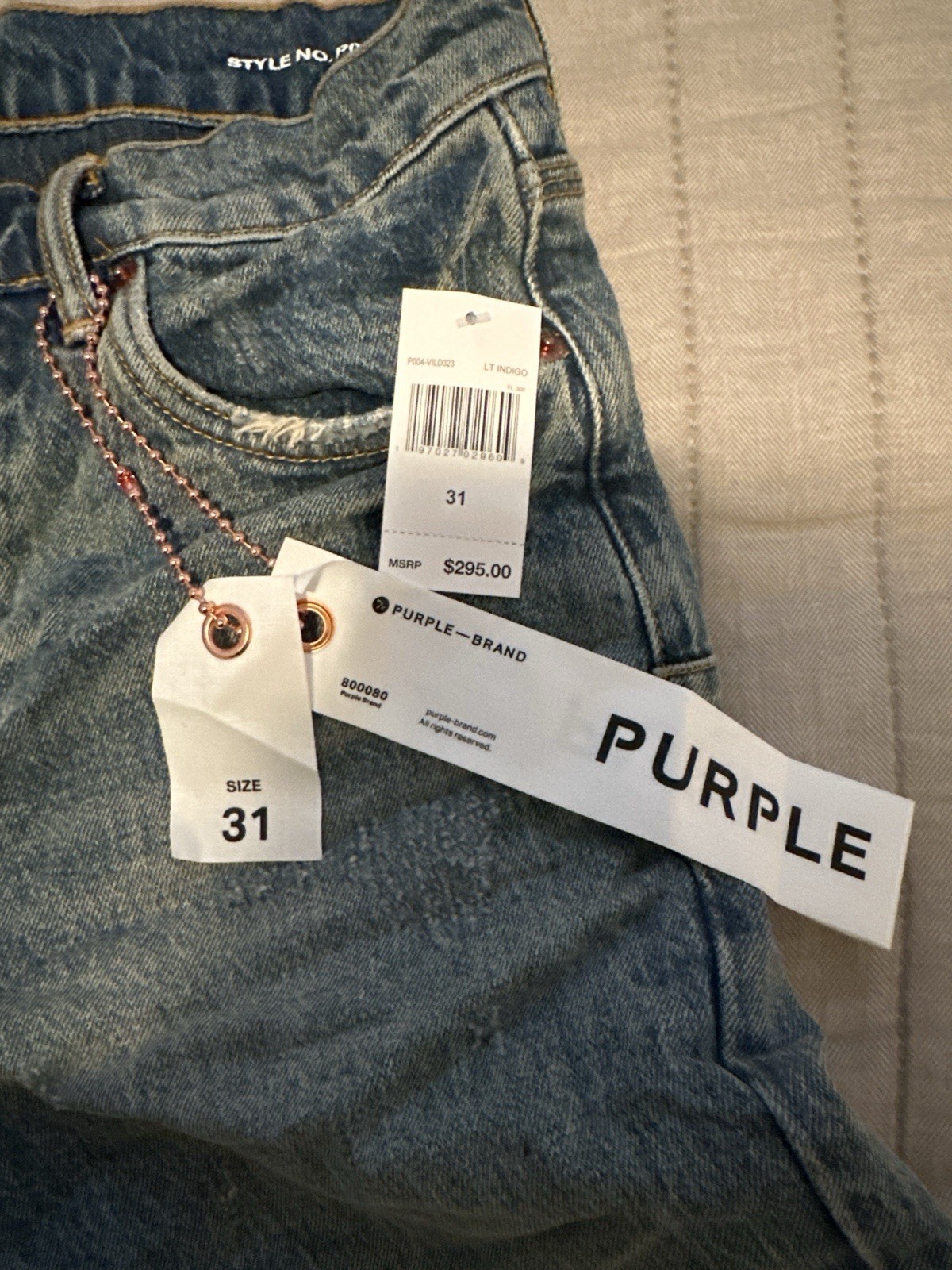 NWT Purple Brand VINTAGE DESTROY BOOT Indigo SKINNY JEANS Size 31 $295