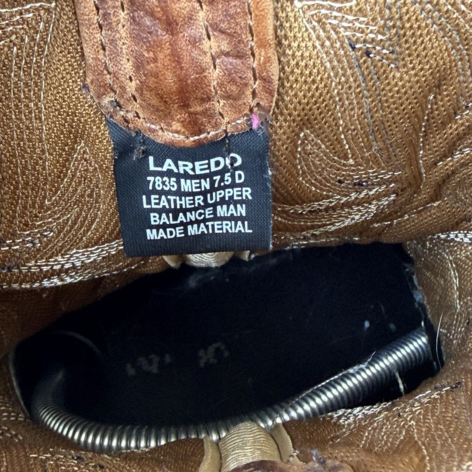 Laredo 7835 Durant Men’s 7.5 D Brown Leather Square Toe Western Cowboy Boots