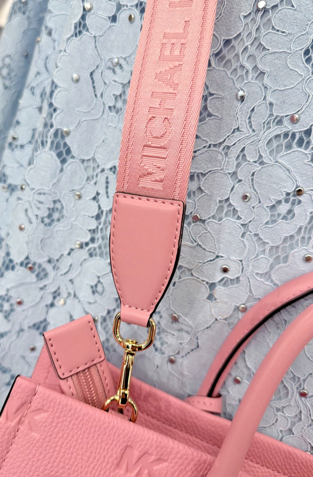 Michael Kors Mirella Medium Top Zip Satchel Powder Pink Carnation