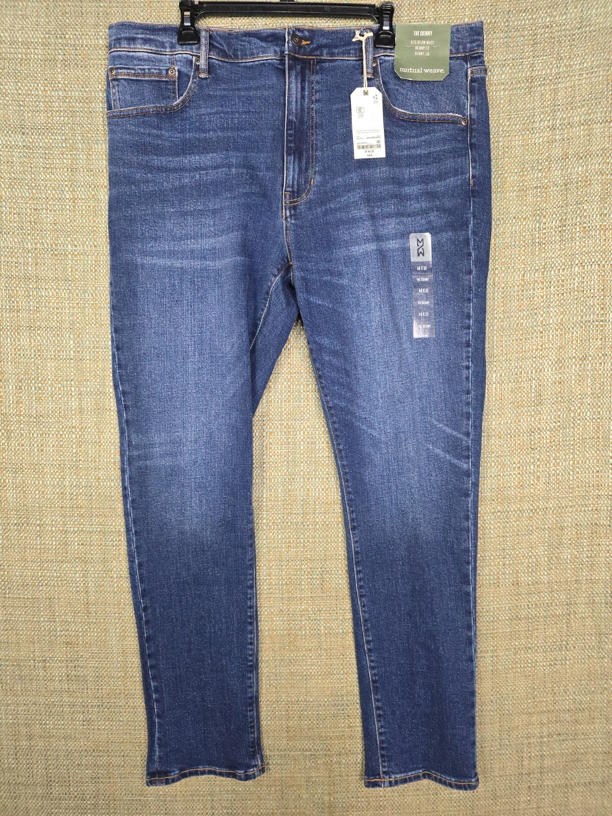 Mutual Weave Womens Jeans 40×32 NWT Blue Skinny Fit Skinny Leg Sits Below Waist
