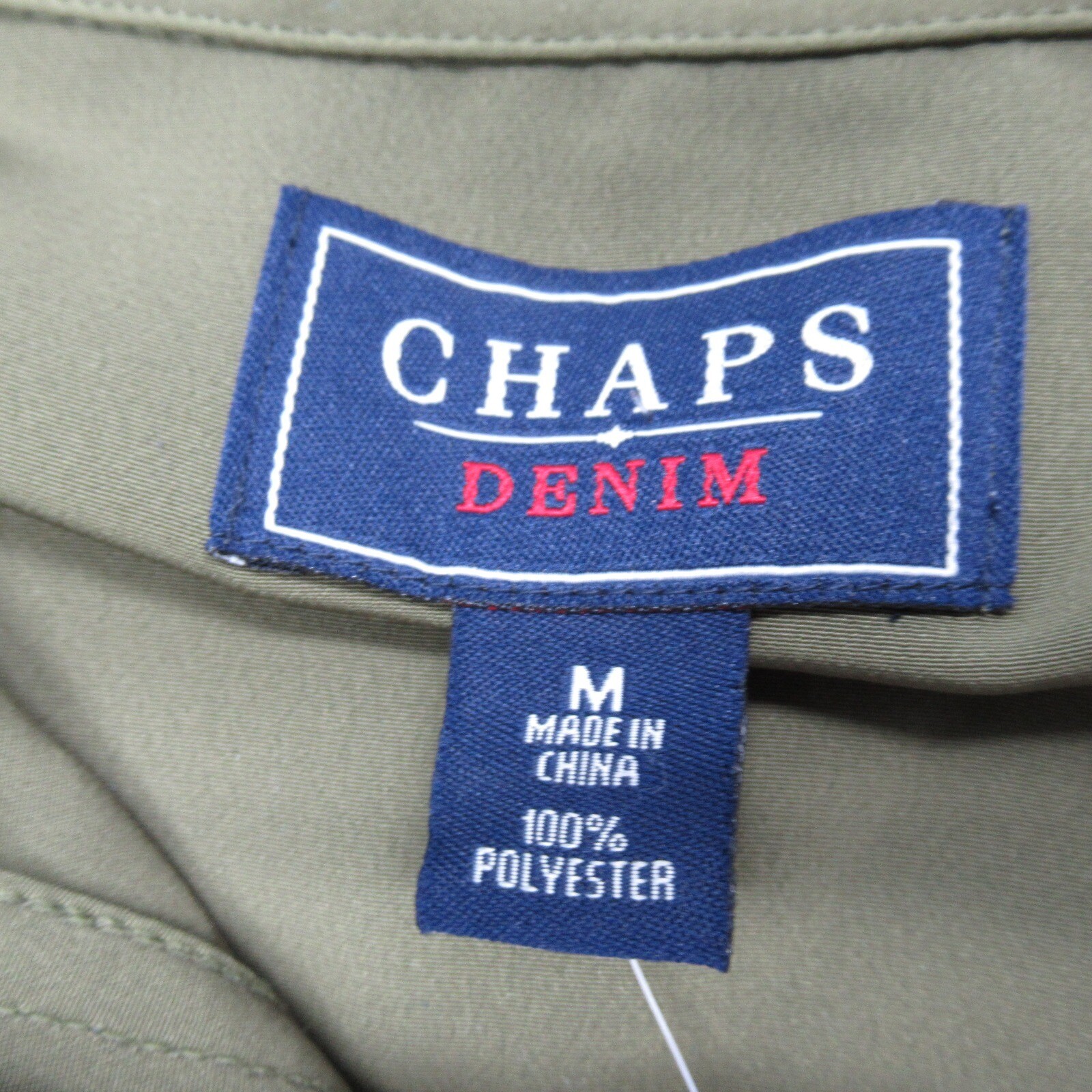 Chaps Denim Utility Jacket Womens Medium Green Lightweight Roll Tab Sleeve NEW