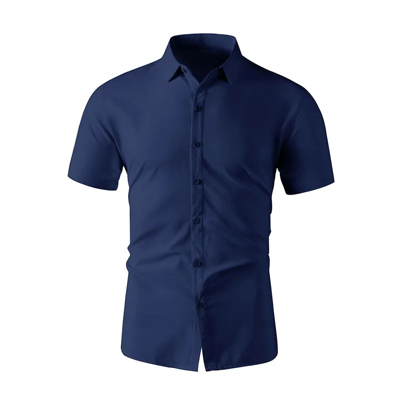 New Men’s Business Casual Solid Color Short Sleeved Shirt for Summer Fashion No