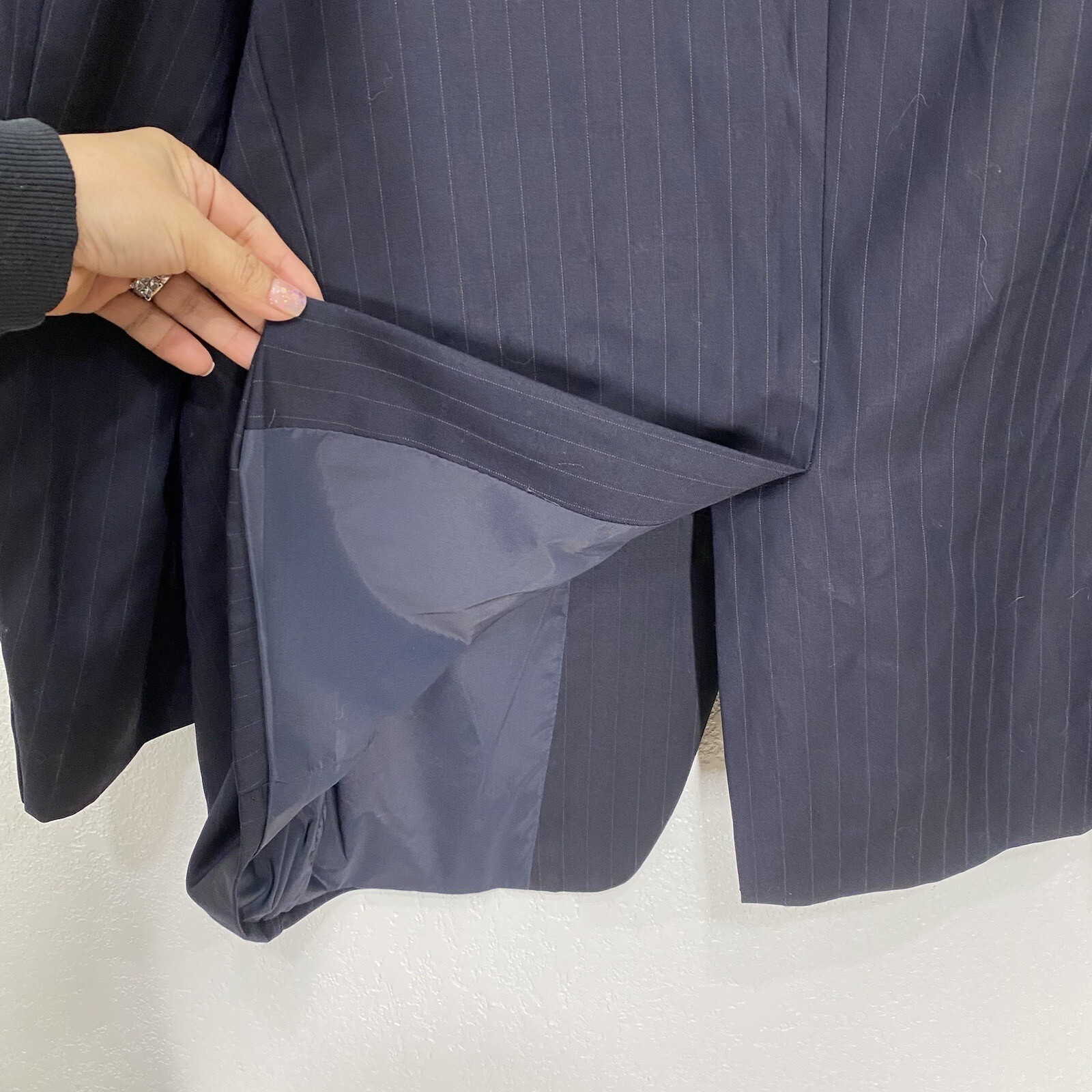 Lauren Ralph Lauren Wool Blue Stripped Blazer Mens Size 46R Formal Basic Jacket