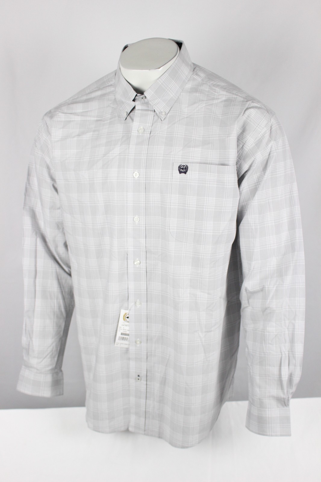 Cinch Men’s Classic Fit Button Shirt Long Sleeve White Gray Plaid MTW1105858