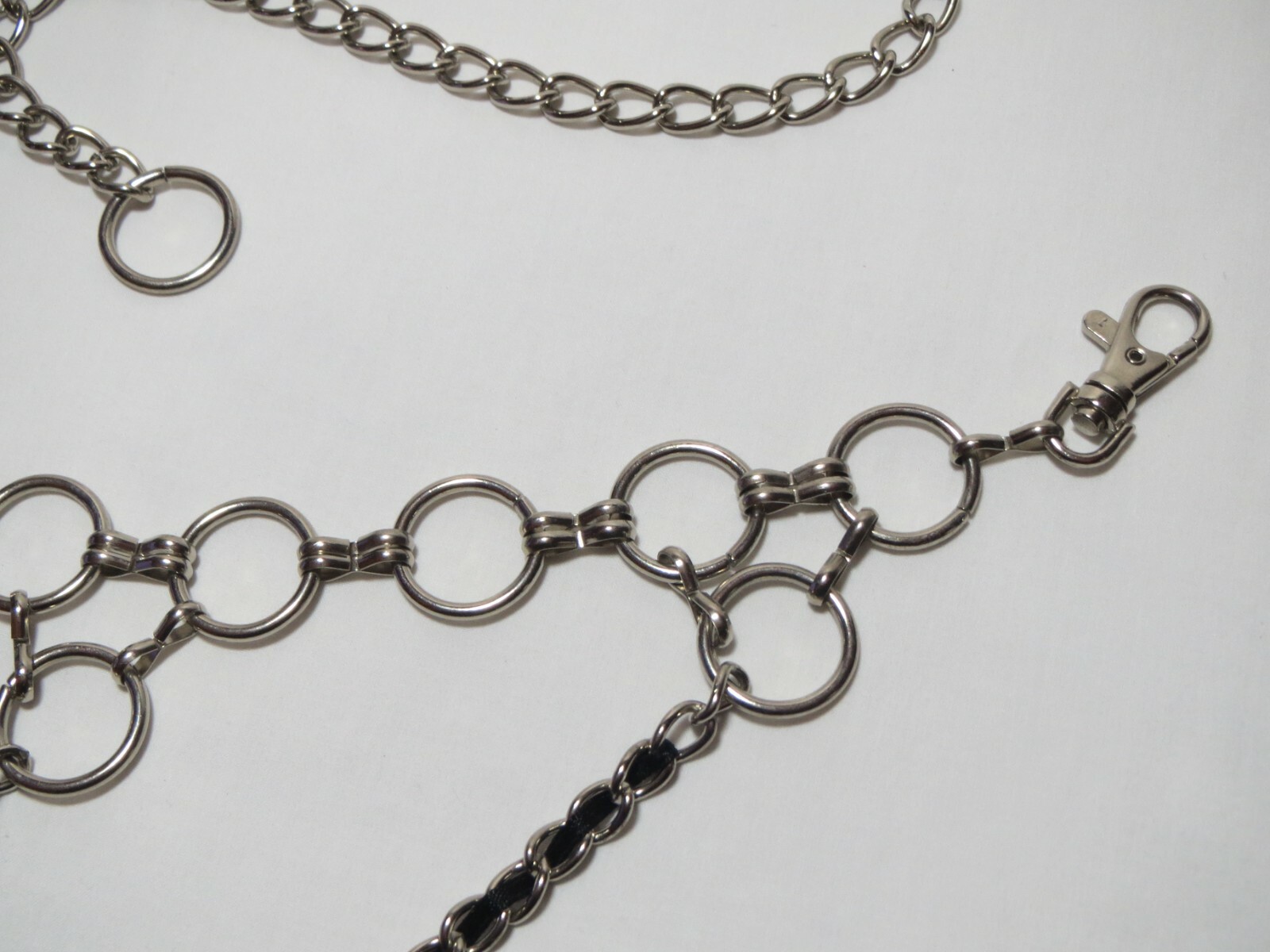 3-Layer Cascading Silver Ring Chain Belt Fits 26-40 inches