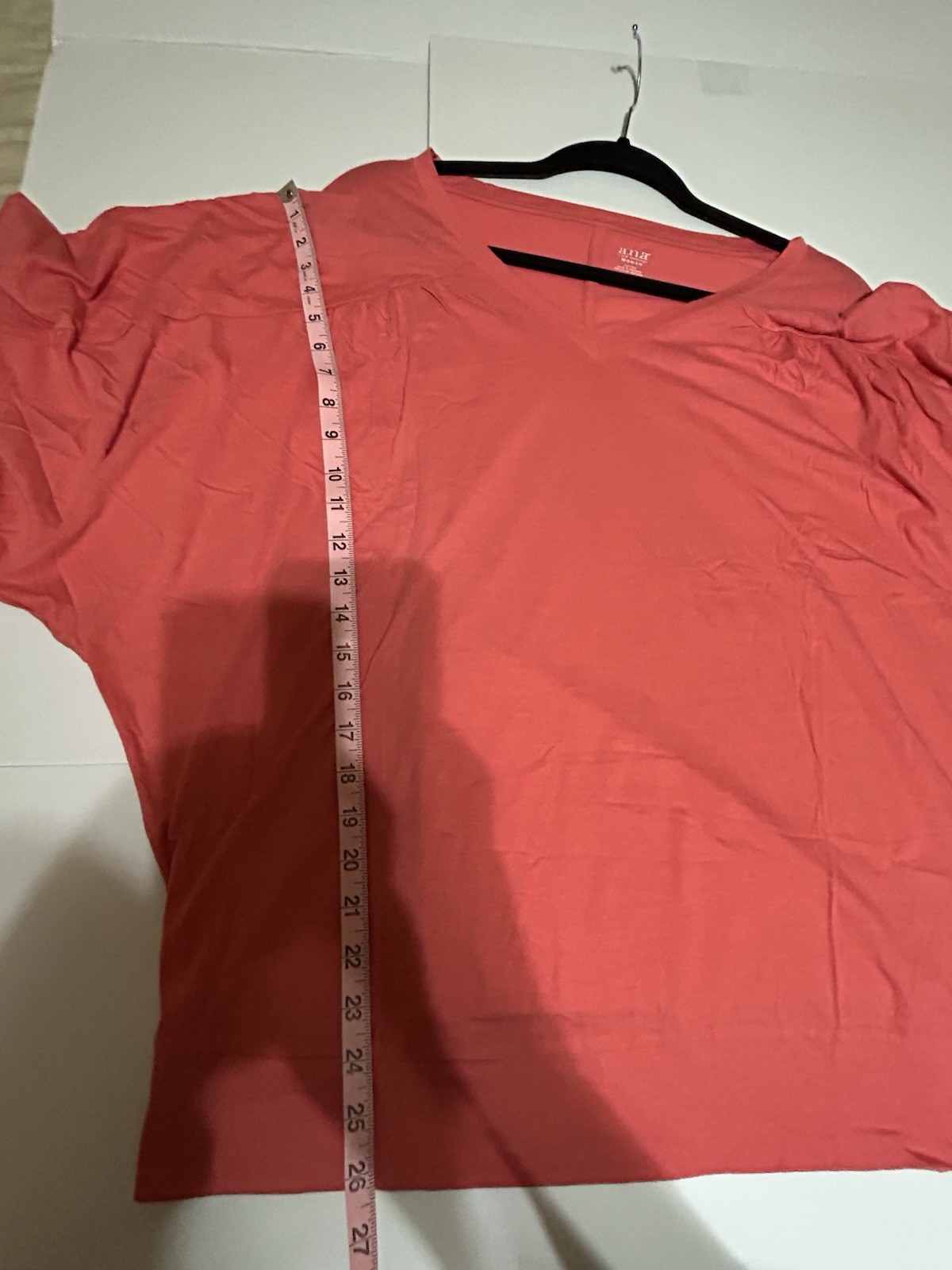 a.n.a. Women’s 1X Pullover Blouson Top Coral Boho Cottage Core NWOT