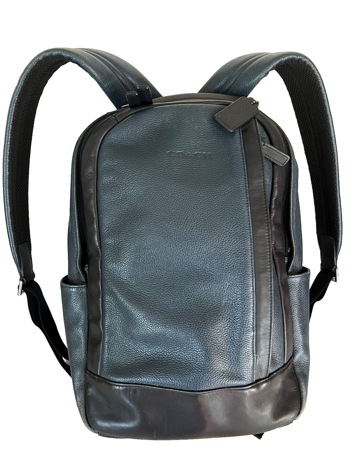 100% Coach F71060 Camden Navy Blue Pebbled Leather Unisex Backpack Excellent