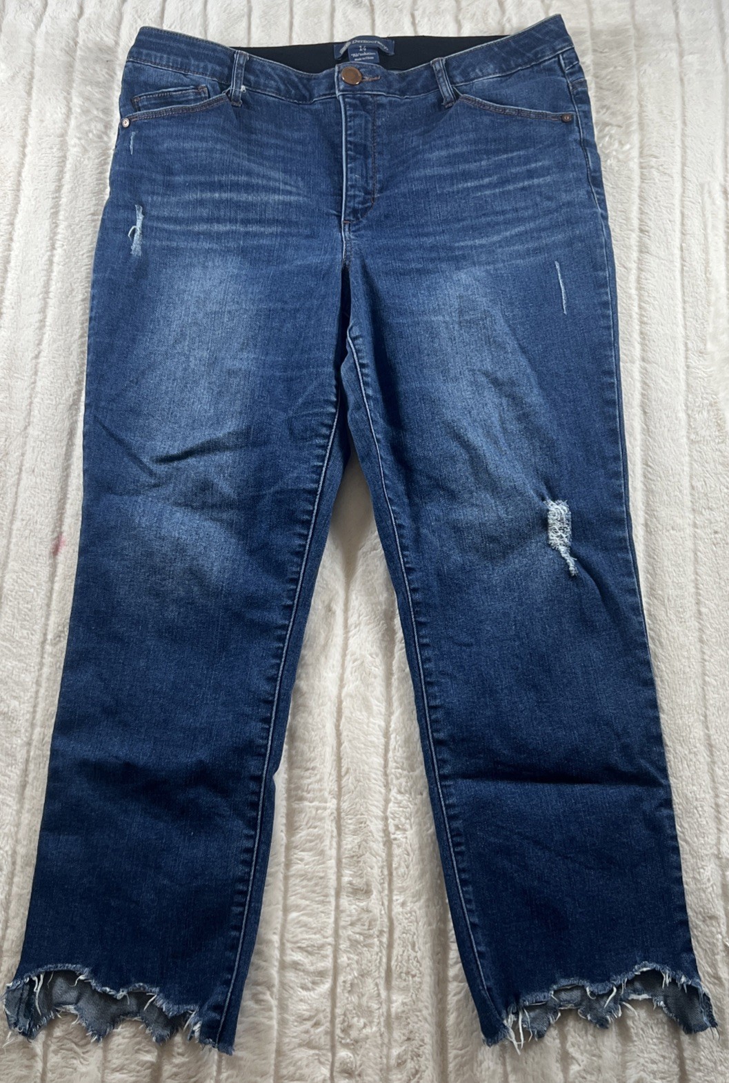 Democracy Jeans Womens 14 Blue Ab Technology Skyrise Wide Leg Crop Utility