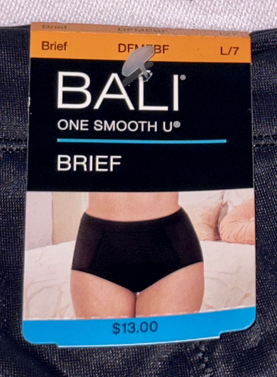 BALI One Smooth U Modern Microfiber Black Brief Panty NEW Womens Sz L 7