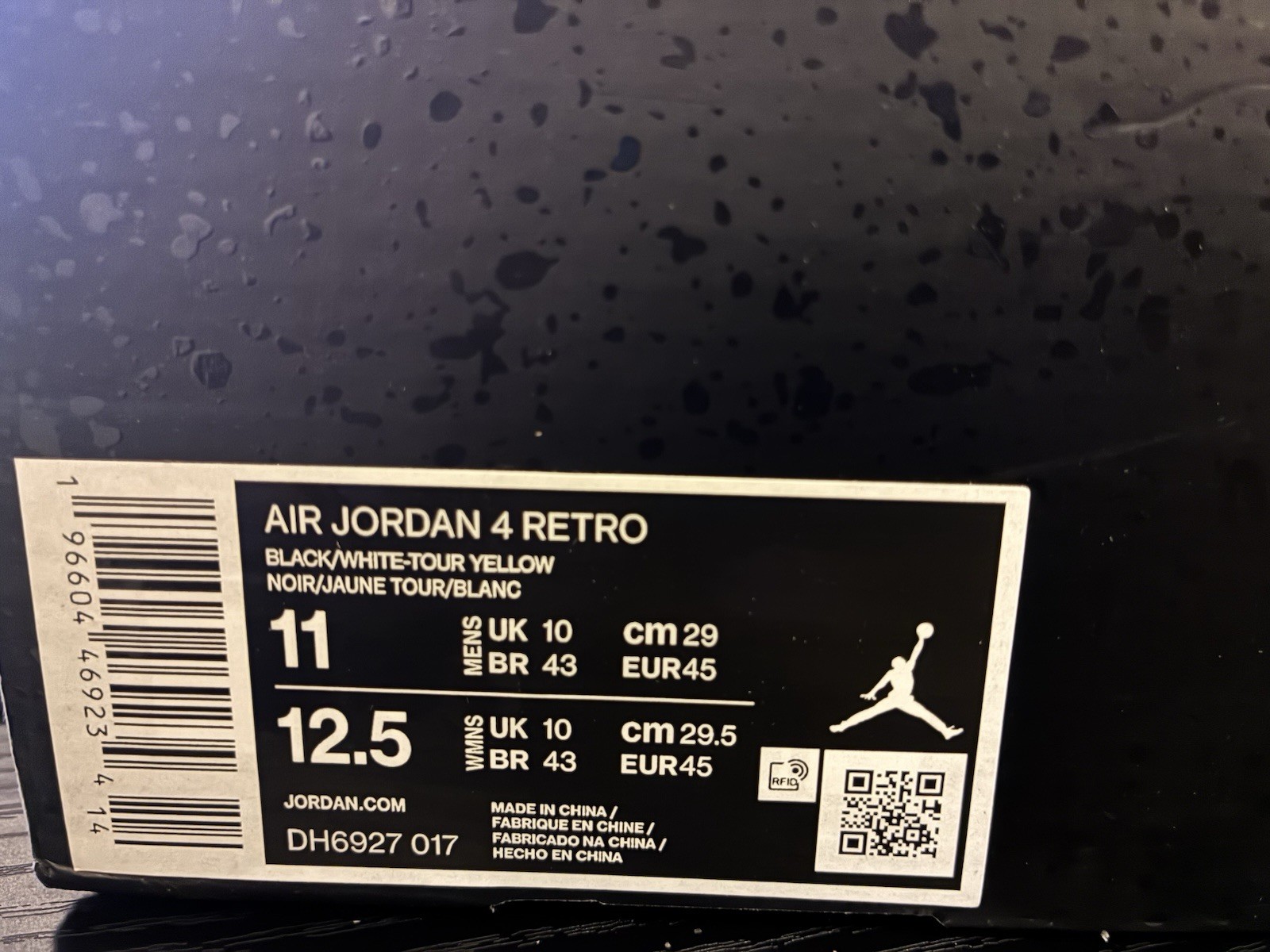 Jordan Air Jordan 4 Retro Thunder Black/Tour Yellow DH6927-017 2023 Men’s