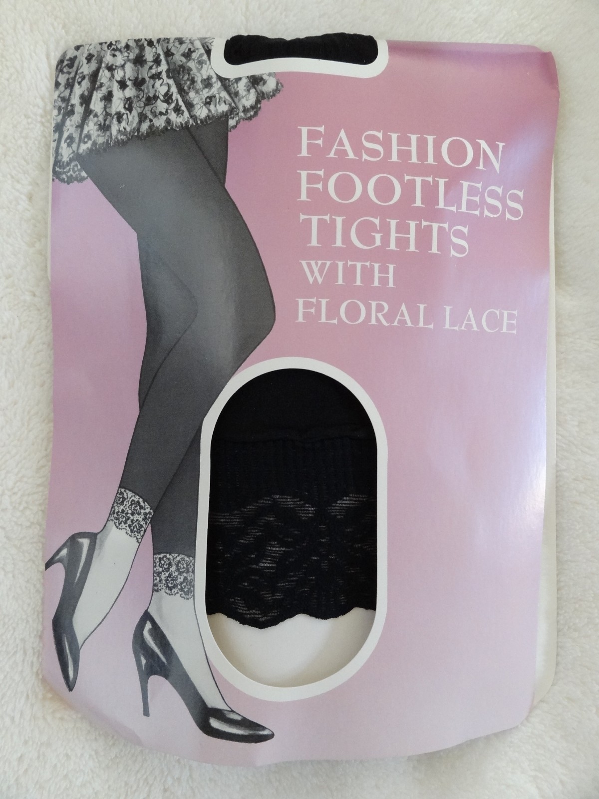 Fashion Footless Tights with Floral Lace ~ Black ~ Fits 5″ – 5.8″ 100 – 160 Lbs