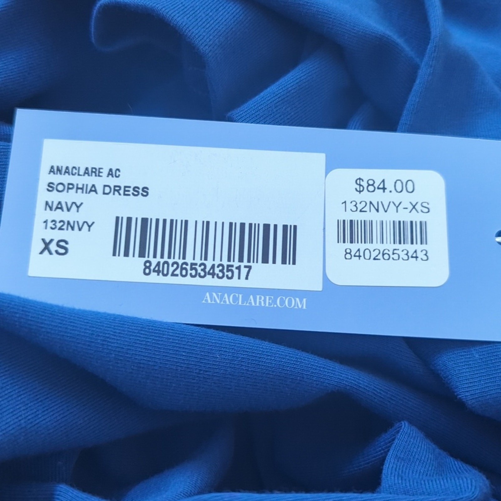 NWT Ana Clare Sophia Ruffle Neck Dress Navy XS