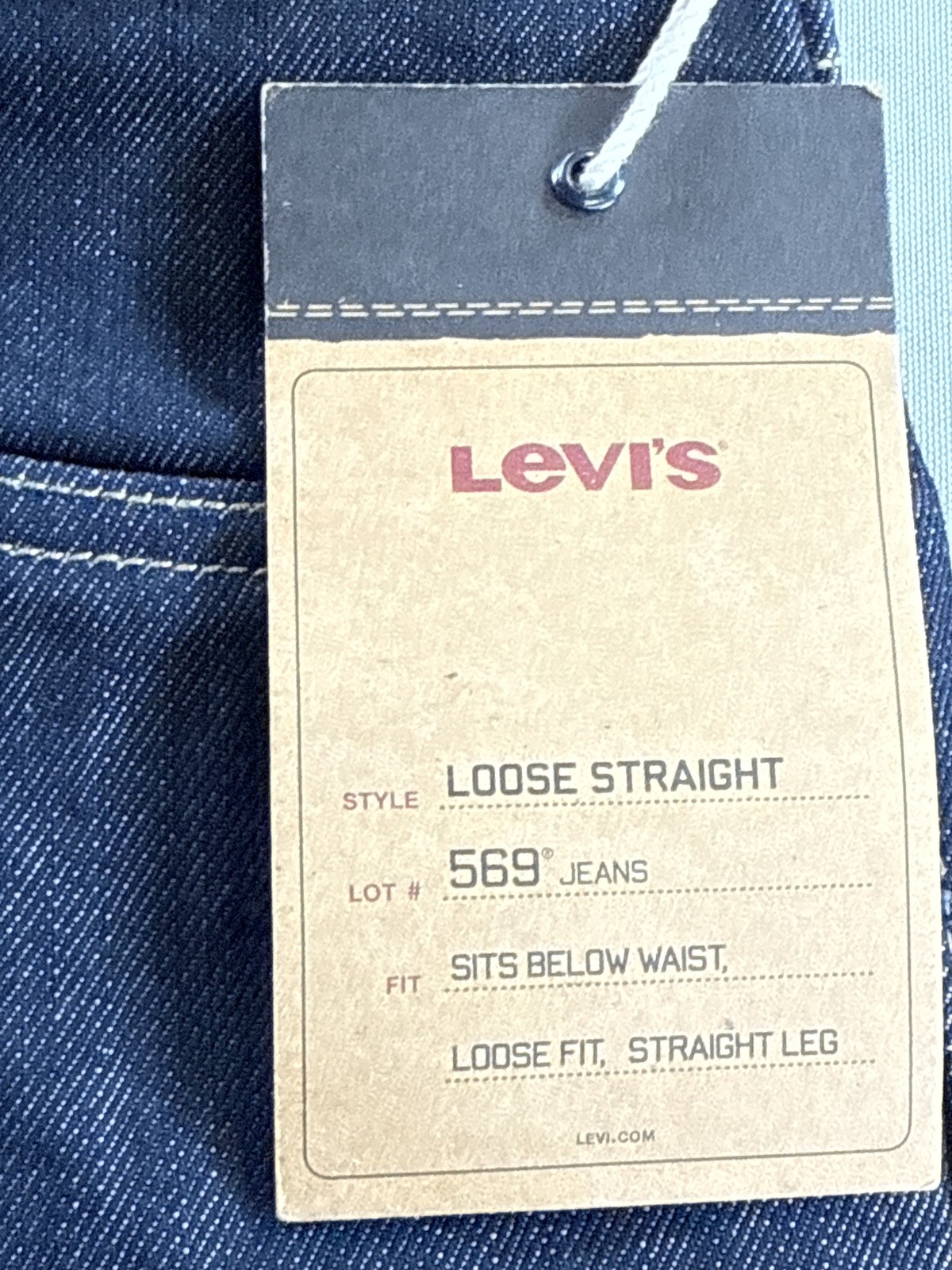 Levi’s 569 Straight Leg Dark Wash Denim Jeans W34 L30 100% Cotton New Tags Mid
